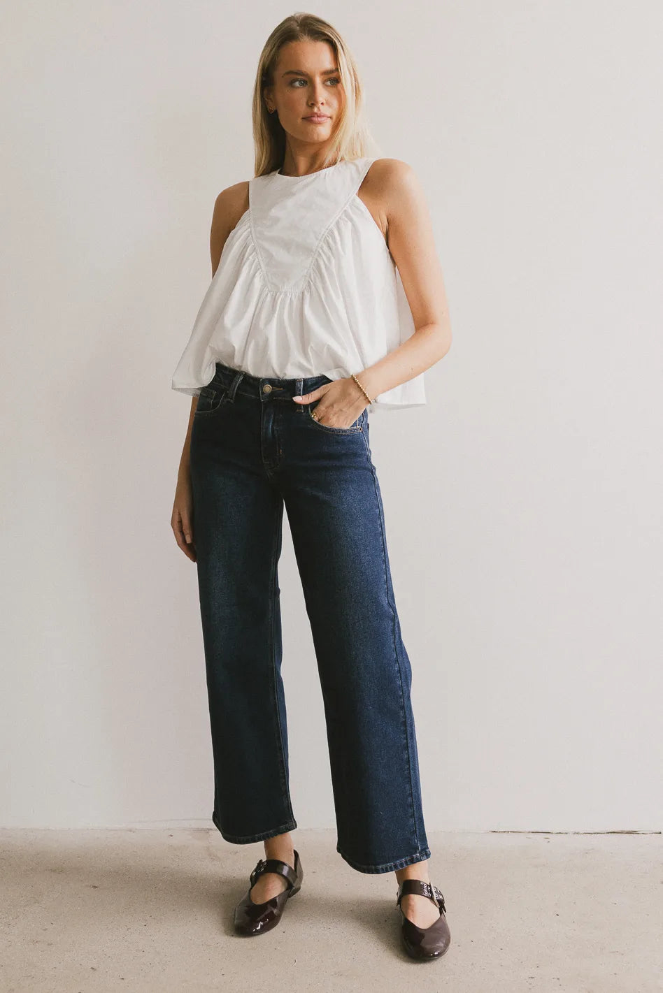 Anselle Women's Elegant Swing Blouse - White Flowy Tunic Top for Casual Wear & Office Outfits | Perfect for Spring & Summer Fashion