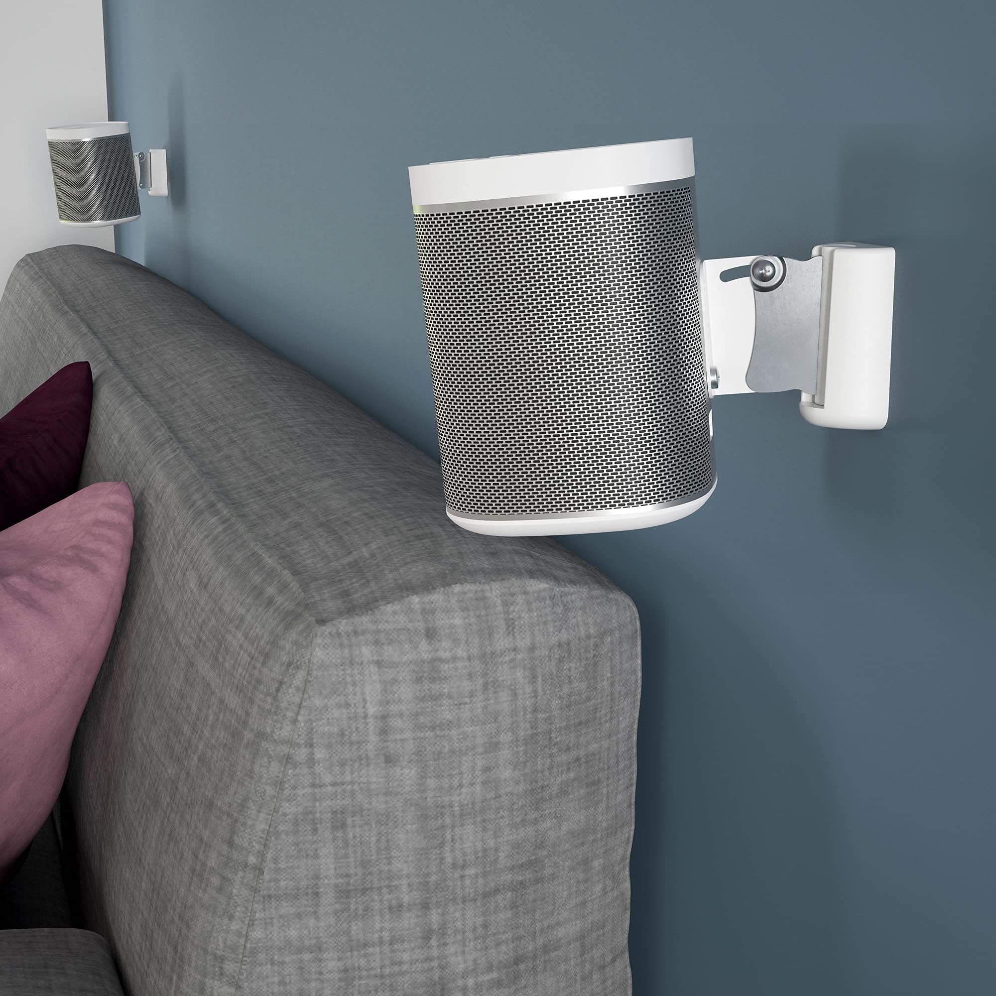 AK55W-A White Speaker Wall Mount Pair - Compatible with Sonos, Bose, JBL & More - Secure Installation for Home Theater, Studio & Outdoor Use