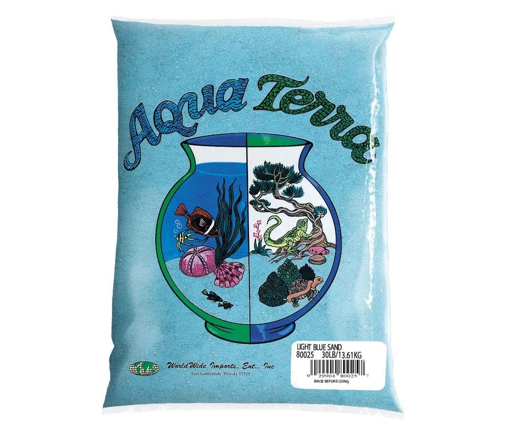 Premium Aqua Terra Light Blue Sand - 5 Lbs Natural Coated Aquarium Substrate for Fish Tanks | Decorative Sand for Freshwater & Saltwater Aquariums | Perfect for Betta Tanks, Planted Aquascapes & Home Decor