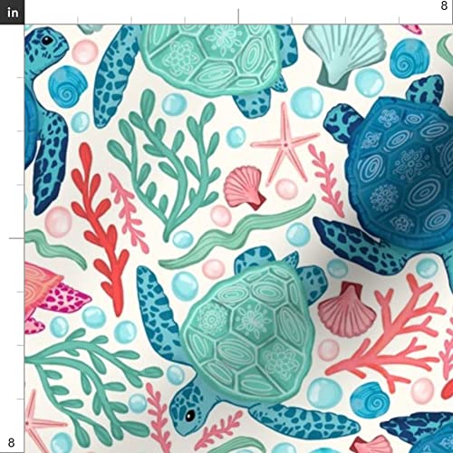 Pastel Sea Turtles Tropical Ocean Printed Minky Fabric by The Yard - Soft Plush Fabric for Baby Blankets, Quilt Backing, Sewing Projects - Perfect for Nursery Decor, Beach Themed Crafts & Coastal Home Decor