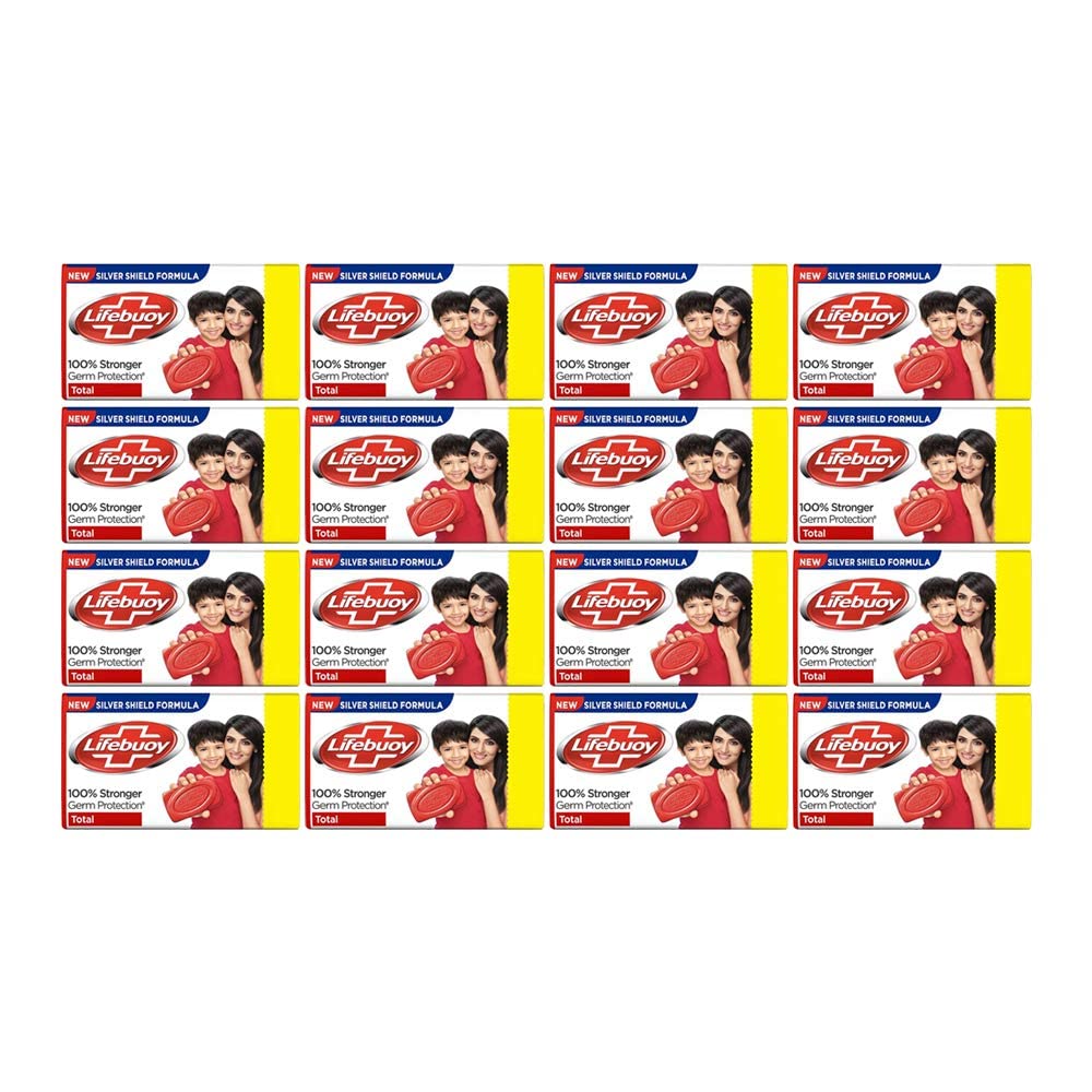 Lifebuoy Total 10 Protection Antibacterial Soap Bars (16-Pack, 44g Each) – Kills 99.9% Germs, Long-Lasting Freshness for Family Hygiene, Hand Washing & Shower Use