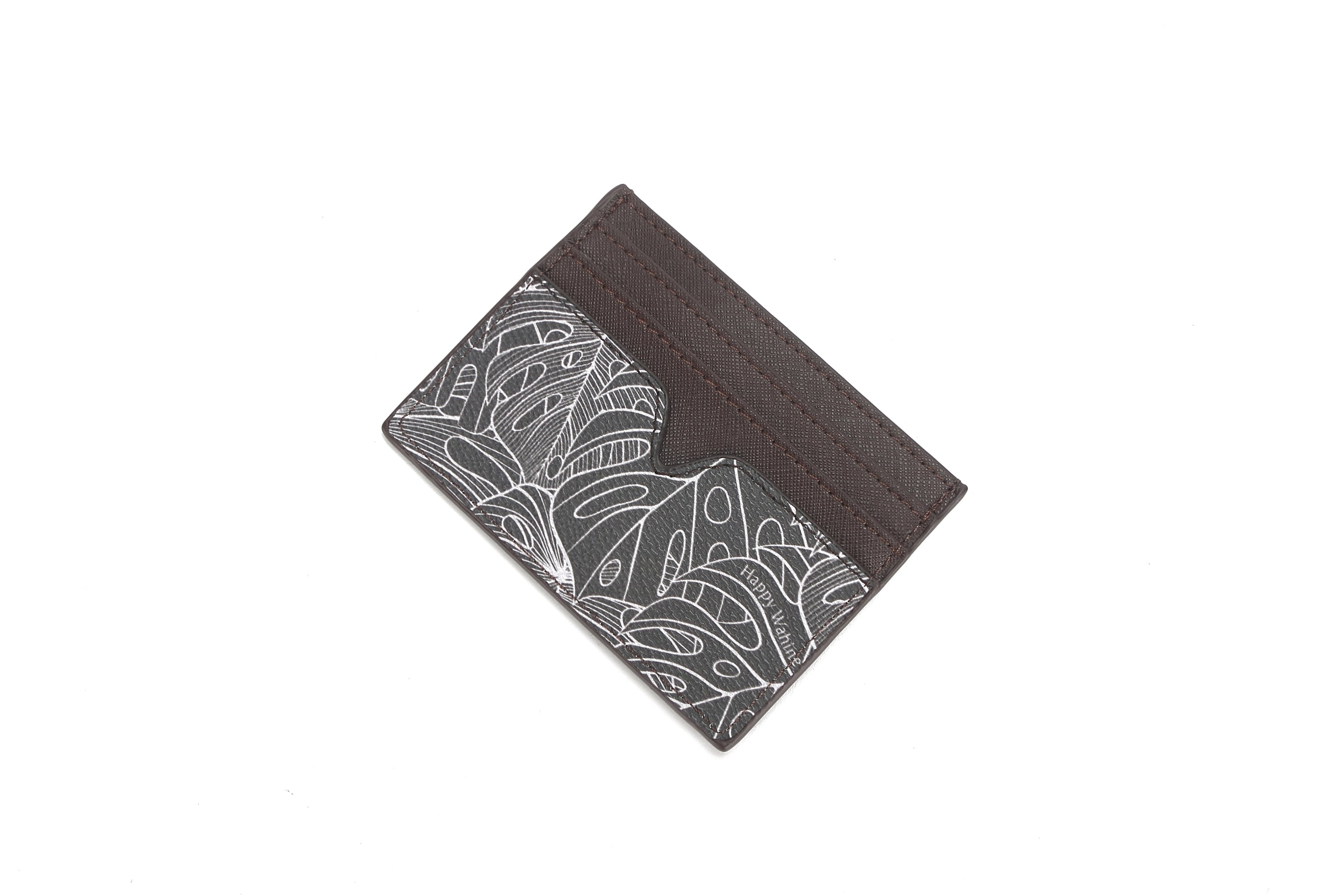 Meilany Monstera Leaf Pattern Grey Card Holder - Slim RFID Blocking Wallet for Credit Cards & ID - Perfect for Travel, Work, and Everyday Use