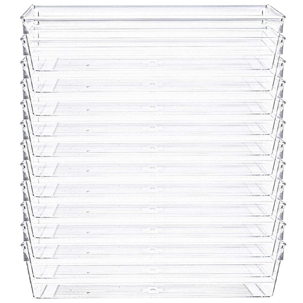Kingrol 12-Pack Clear Plastic Drawer Organizers (9x3x2 Inch) - Stackable Storage Bins & Drawer Dividers for Kitchen Utensils, Office Supplies, Makeup, Jewelry | Perfect for Bedroom, Bathroom & Craft Organization
