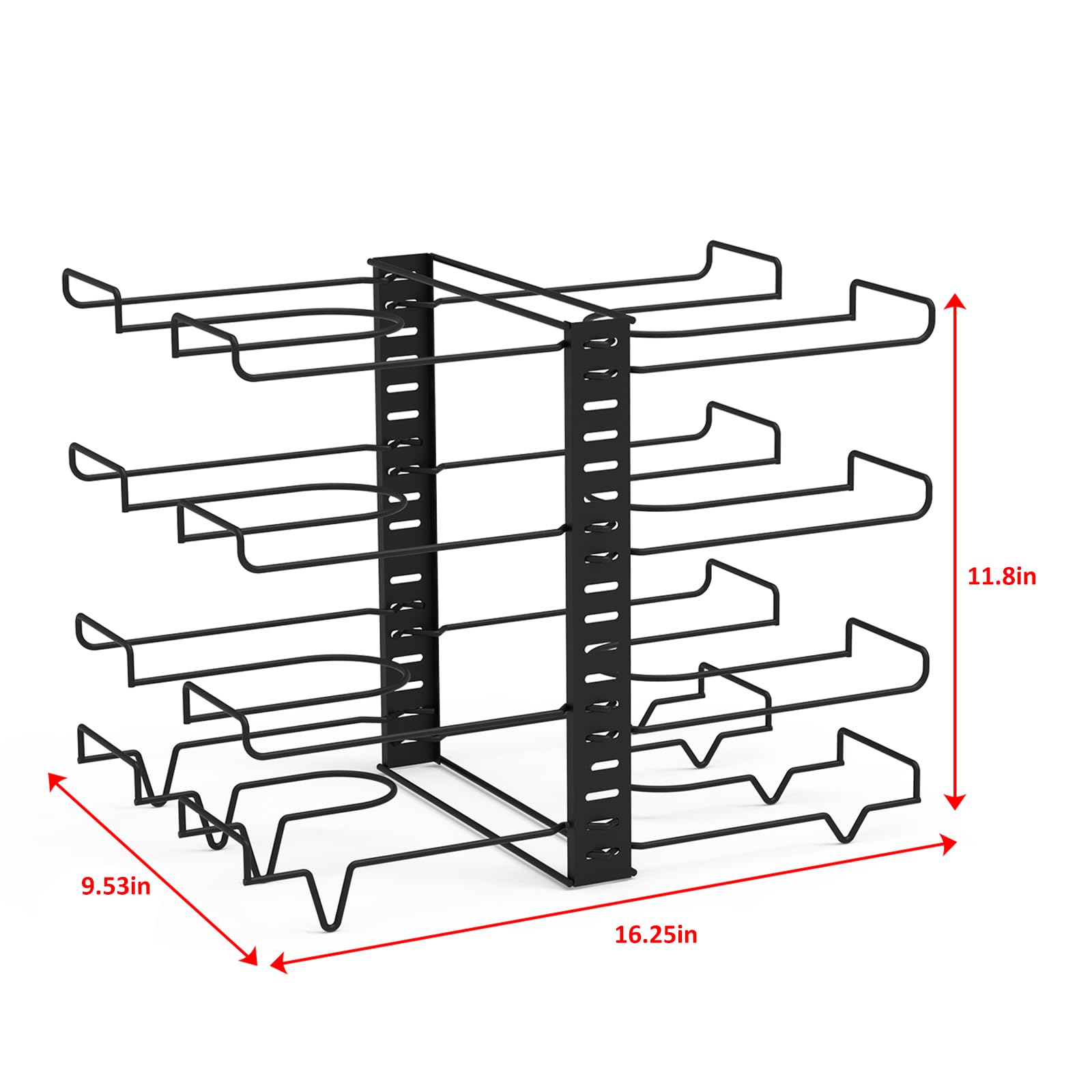 Upgraded X-cosrack Adjustable Wrap Organizer Rack - 8 Wire Holders, Multifunctional Kitchen Storage for Plastic Wrap, Foil & Parchment Paper - Space Saving Cabinet & Pantry Organizer - Black Small (Patent Pending) - Perfect for Kitchen Countertops, Drawers & Closet Organization