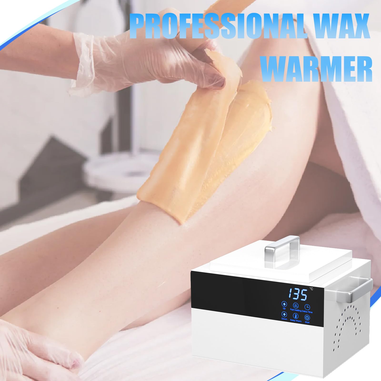 Professional Wax Warmer for Hair Removal - 5.5Lbs Adjustable Temperature Wax Pot with Touch Control Display, Salon & Home Use Waxing Machine for Legs, Face, Bikini & Body (White) - Perfect for Beauty Salons, Spas & DIY Hair Removal at Home
