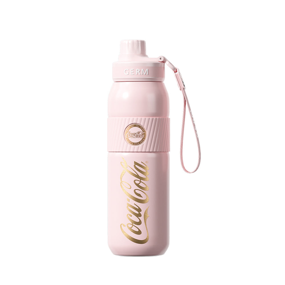 GERM x Coca Cola 580ml Stainless Steel Vacuum Insulated Water Bottle - Pink Sporty Design | Perfect for Gym, Hiking & Outdoor Activities