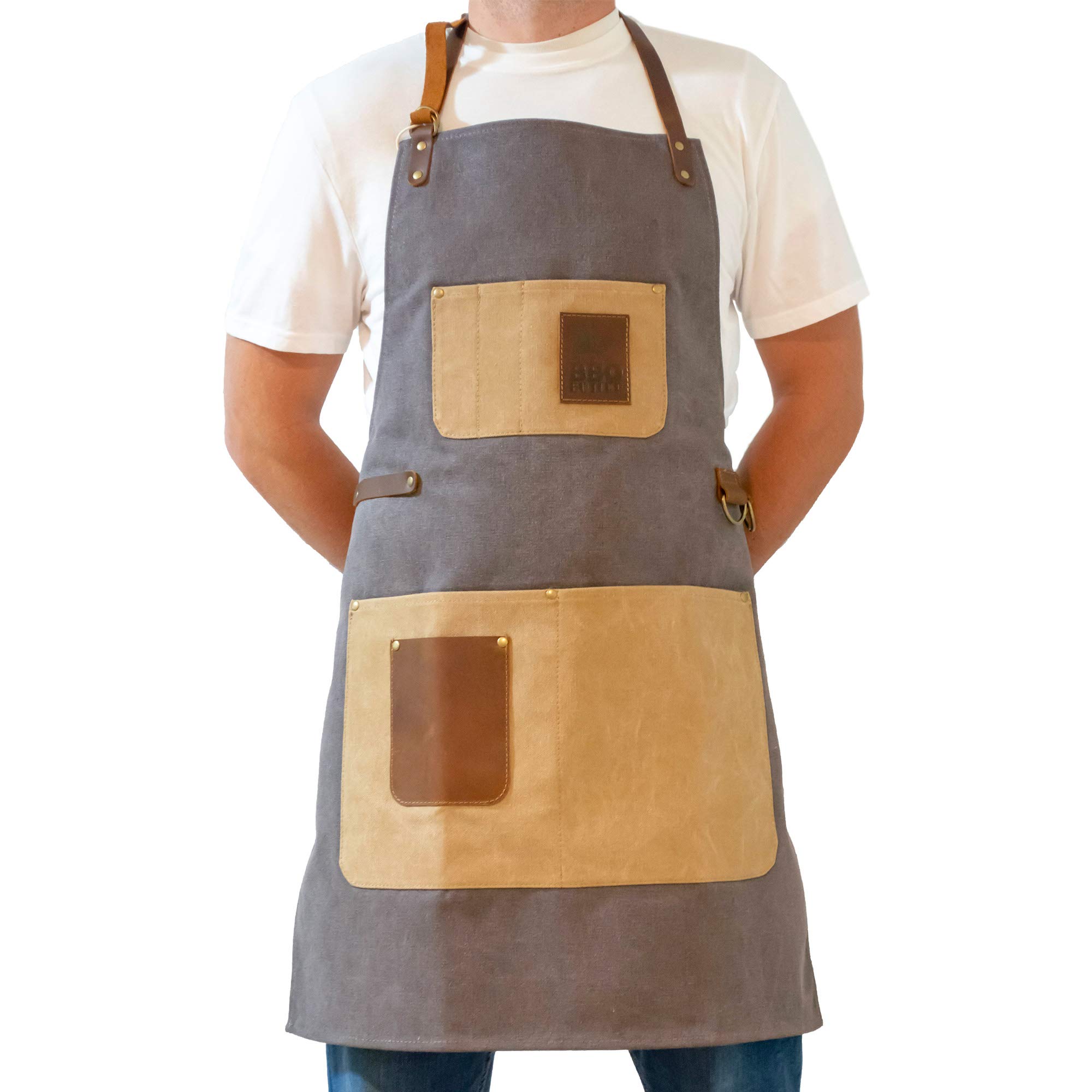 Heavy Duty Adjustable Canvas Grill Apron for BBQ, Smoking & Cooking - XXL Size for Men & Women - Perfect for Outdoor Grilling, Camping & Backyard Parties