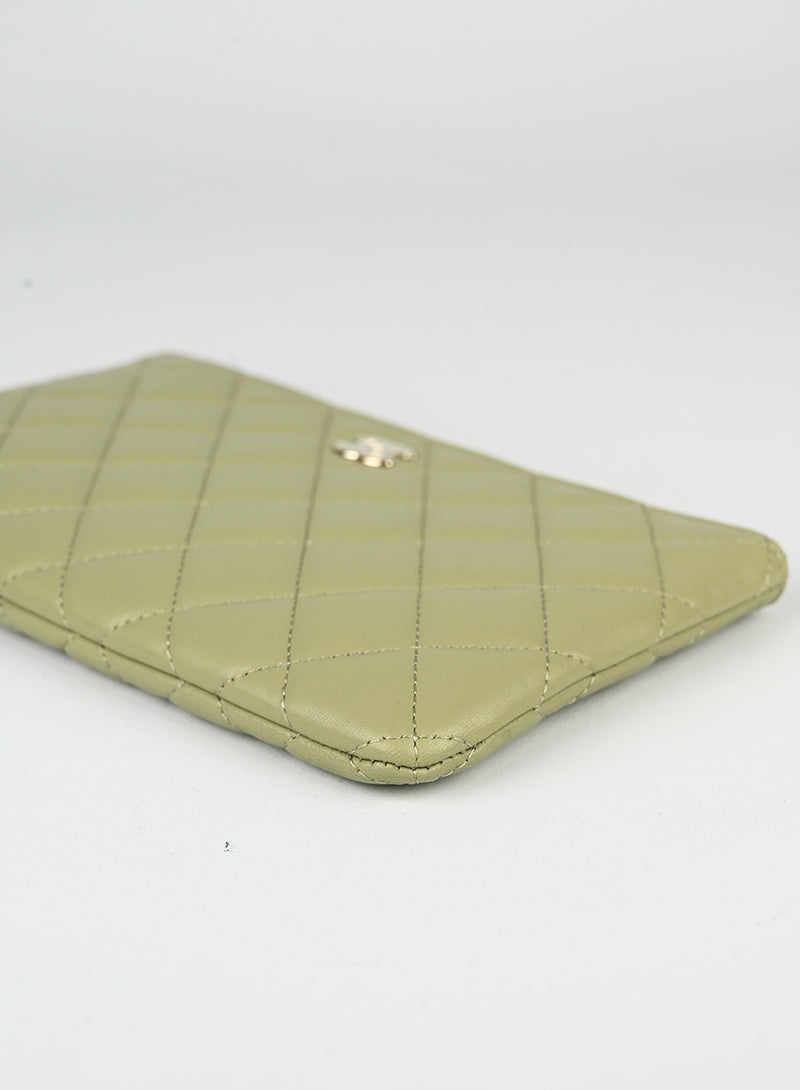 Chanel Green Sage Leather Pochette Bag - Elegant Crossbody Clutch for Women, Perfect for Parties & Evening Events