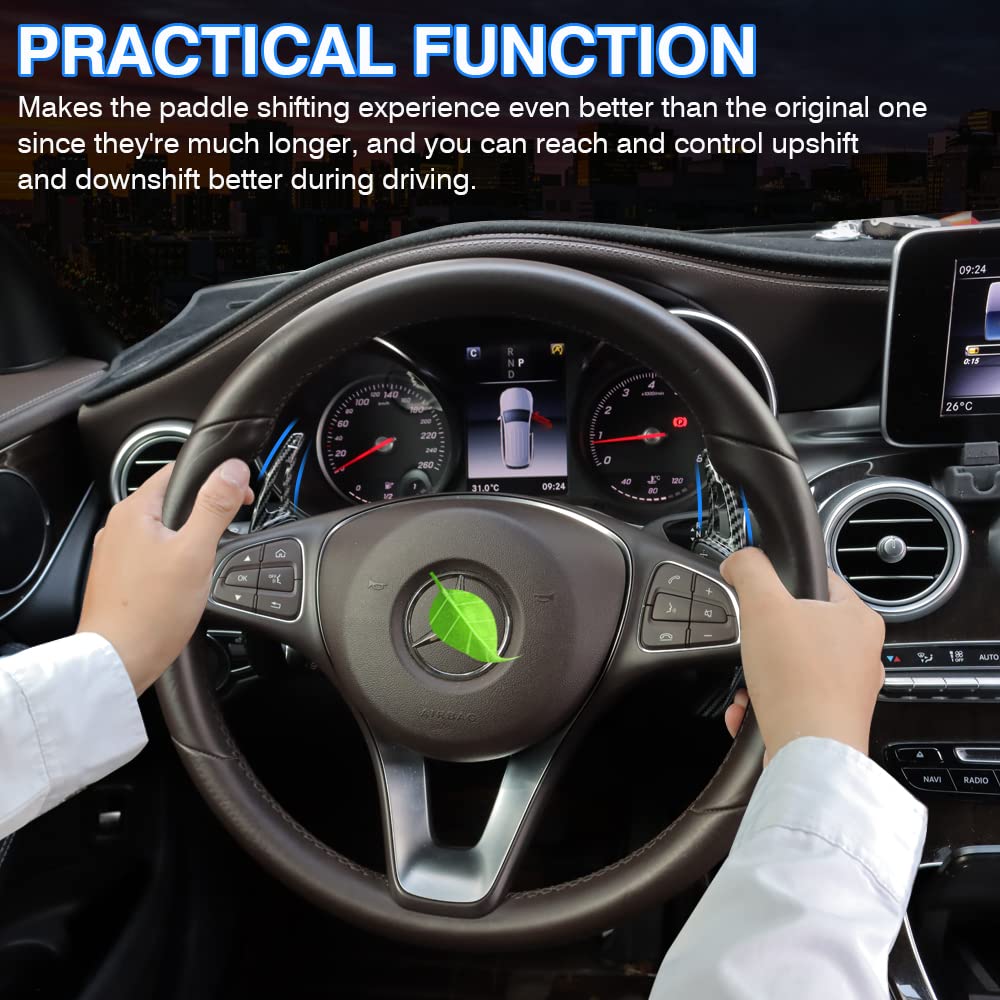 Carbon Fiber Steering Wheel Paddle Shifter Extensions for Mercedes Benz B/C/GLA/GLC/GLE/S Class - 2PCs Upgrade Accessories for Enhanced Driving Performance & Sporty Look