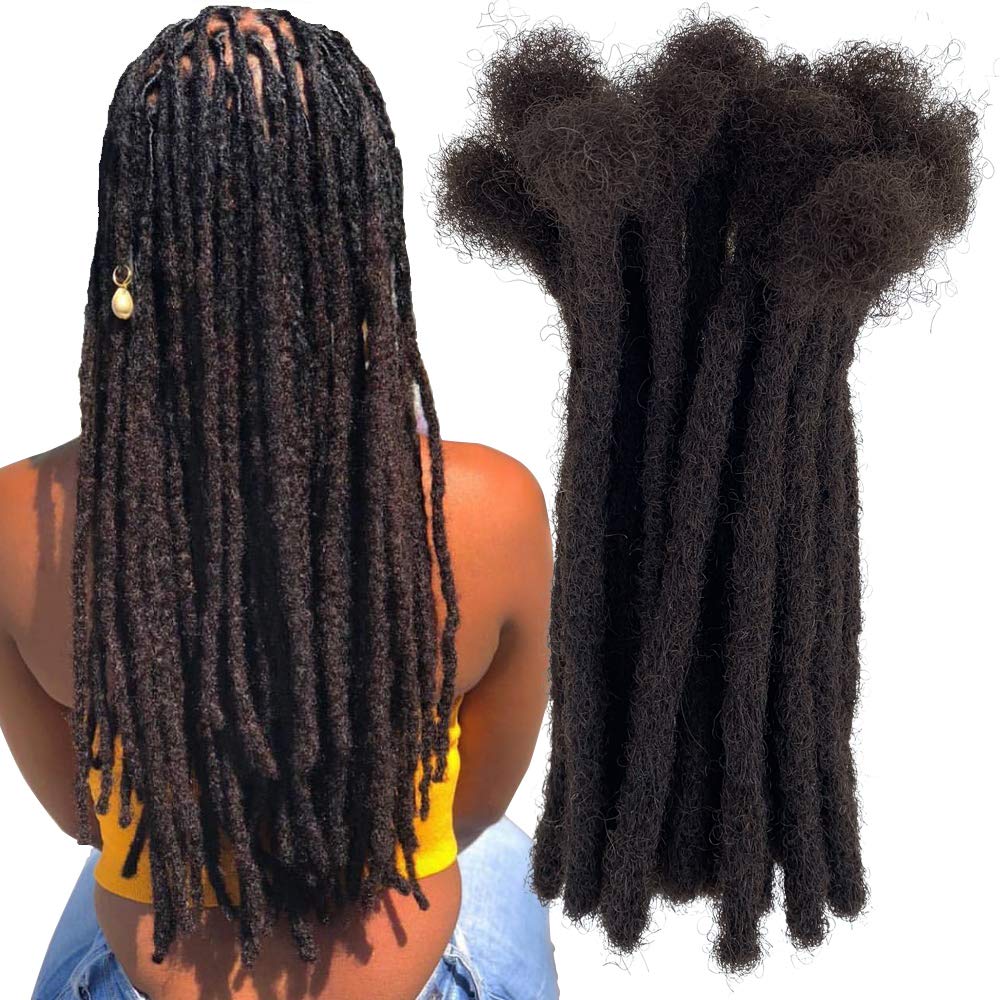YONNA Handmade Human Hair Dreadlocks Extensions - Medium Size 0.8cm (0.32inch) Width, Dark Brown #2, 8inch Length - 60 Locs Bundle - Perfect for Protective Styles, Cosplay & Natural Hair Care