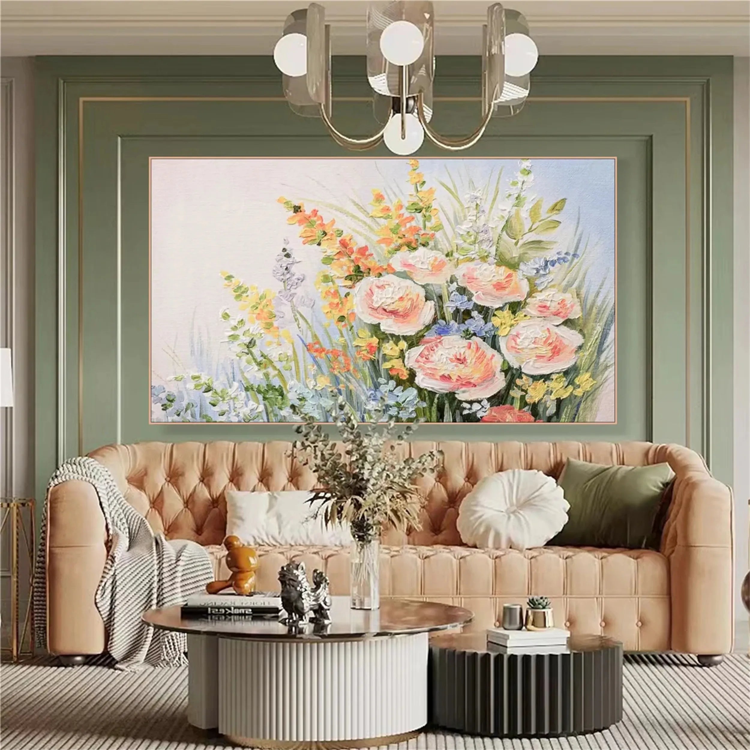 Beautiful Flower and Tree Painting #FT050 - Handmade Canvas Art for Home Decor, Living Room, Bedroom & Office Wall