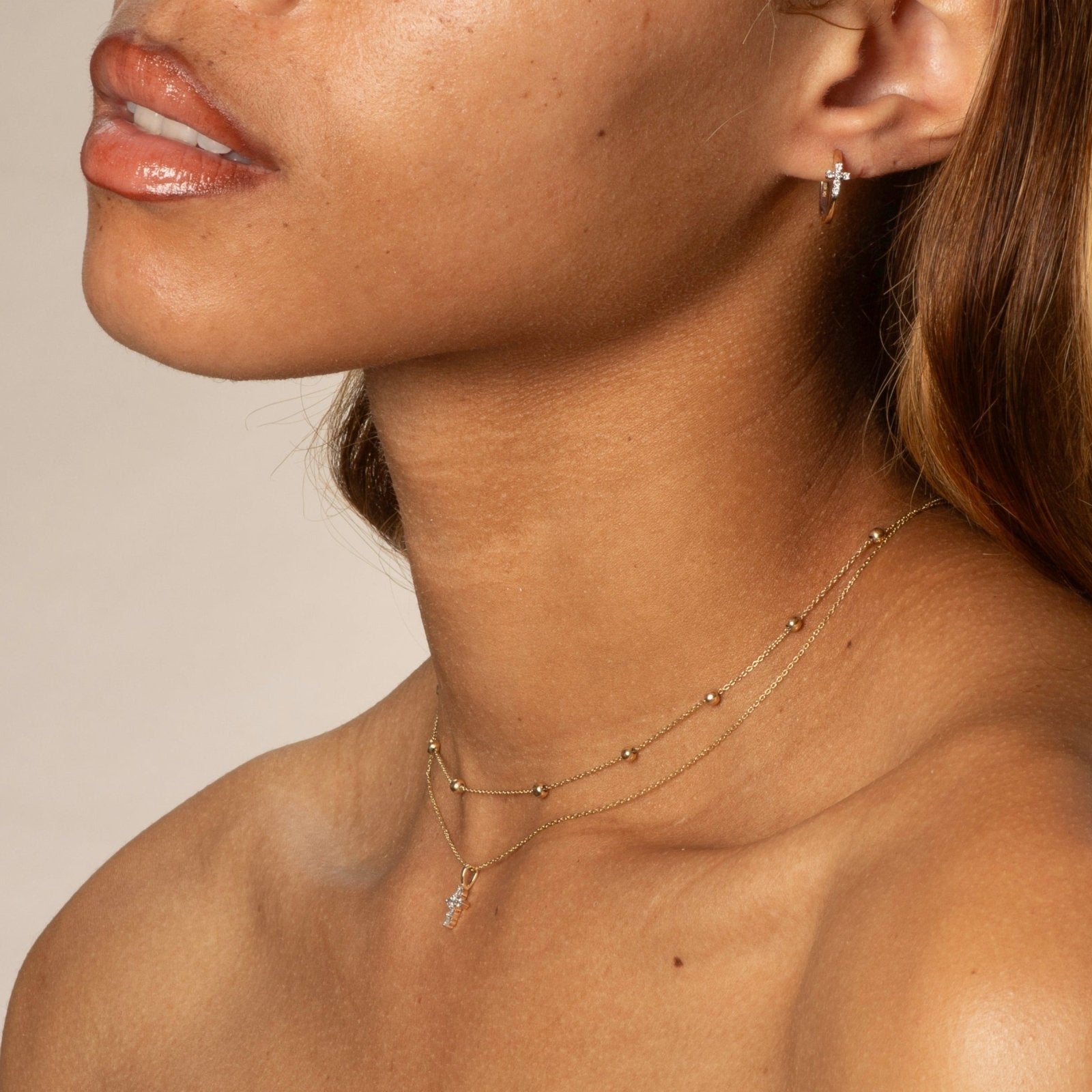 10k Yellow Gold Dainty Diamond Cross Pendant Necklace - Elegant Religious Jewelry for Women, Perfect for Gifts, Baptism, Weddings & Everyday Wear