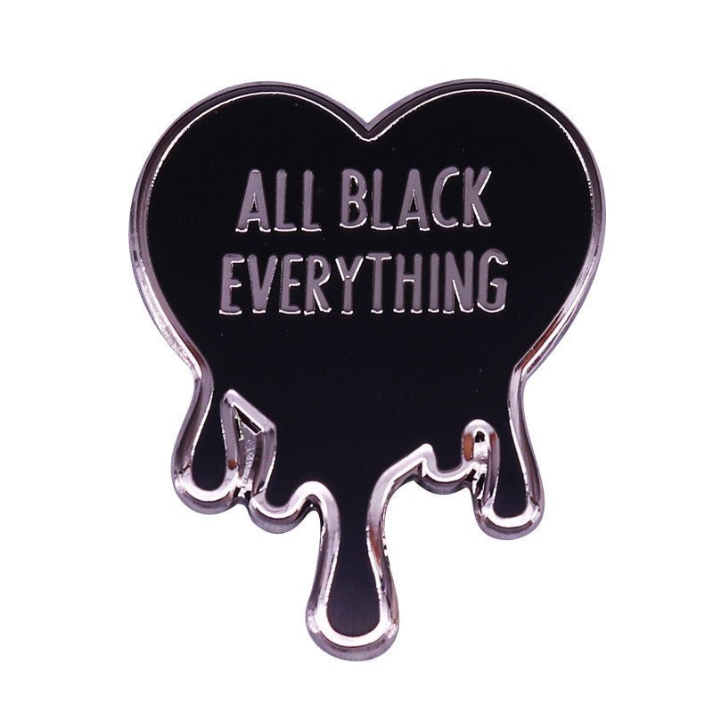 All Black Everything Heart Enamel Pin - Stylish Lapel Pin for Jackets, Bags & Accessories | Perfect Gift for Goth Fashion Lovers