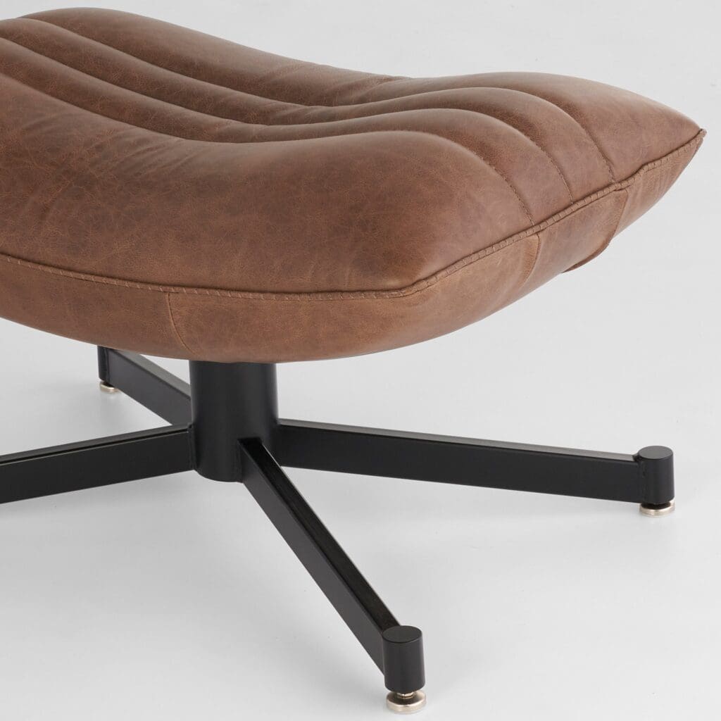 Cyan Design 11749 Eduarda Ottoman in Black & Taupe - Stylish Footstool for Living Room, Bedroom, or Office Decor