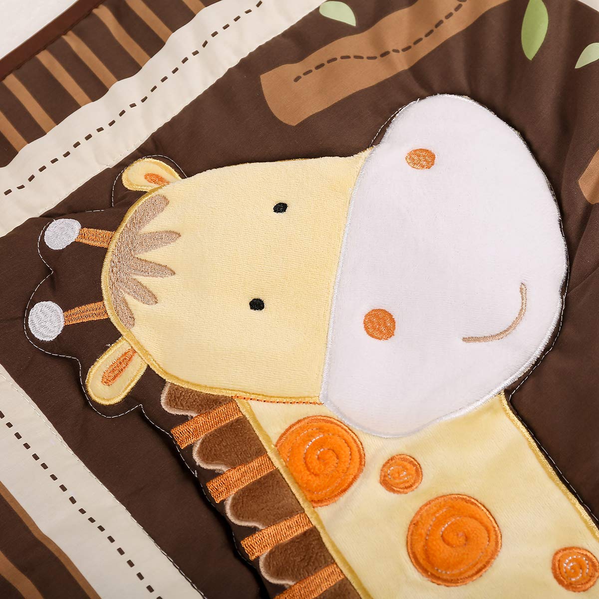 4-Piece Lion King Nursery Crib Bedding Set - Brown Lion, Giraffe & Elephant Theme - 1 Quilt, 1 Bed Skirt, 2 Fitted Sheets - Perfect for Baby Shower Gifts & Jungle-Themed Nursery Decor