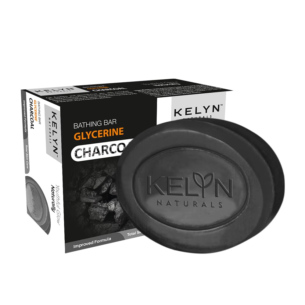 KELYN Charcoal & Glycerin Deep Cleansing Soap for Oily Skin - 4 Pack | Detoxifying Face & Body Wash for Acne-Prone Skin | Perfect for Daily Skincare Routine & Travel