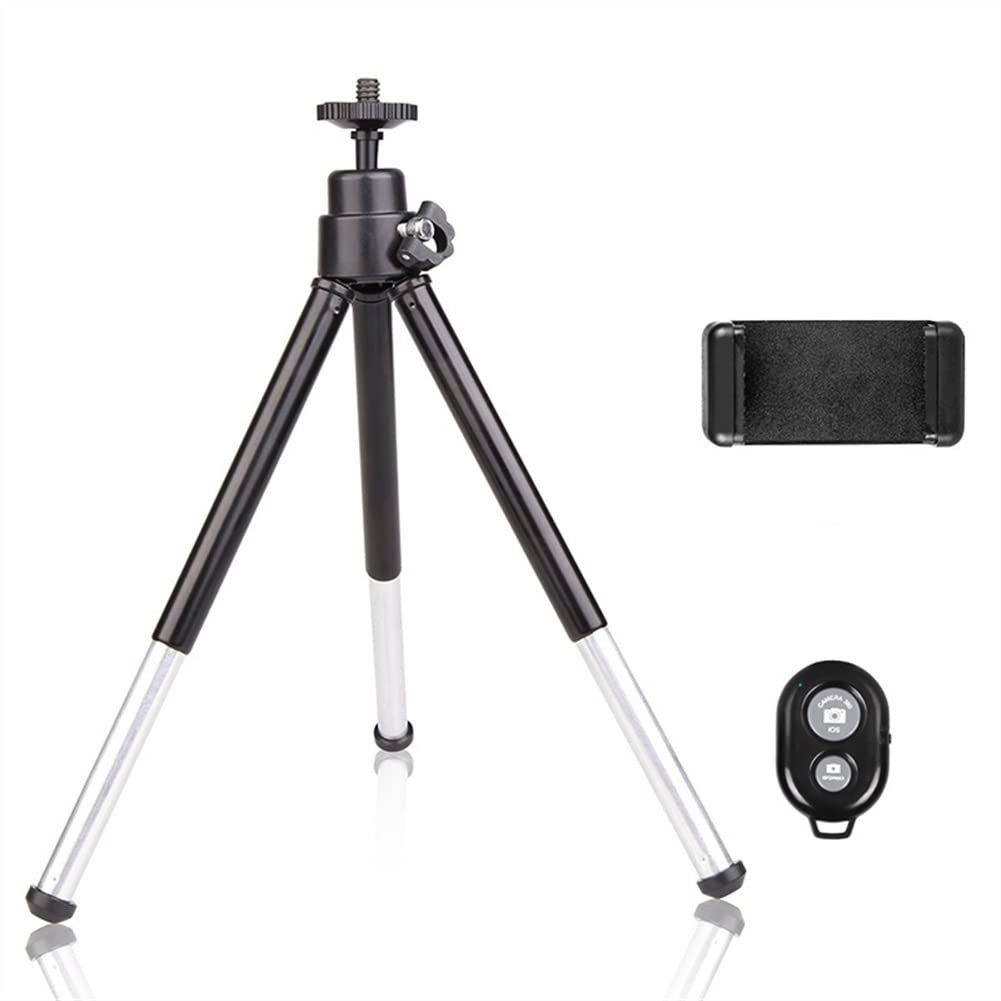 RajoNN Bluetooth Phone Tripod Stand with Remote - Portable Mini Tripod for iPhone, Android Smartphones - Perfect for Live Streaming, Vlogging, Video Calls & Photography (Color: SHRU04007)