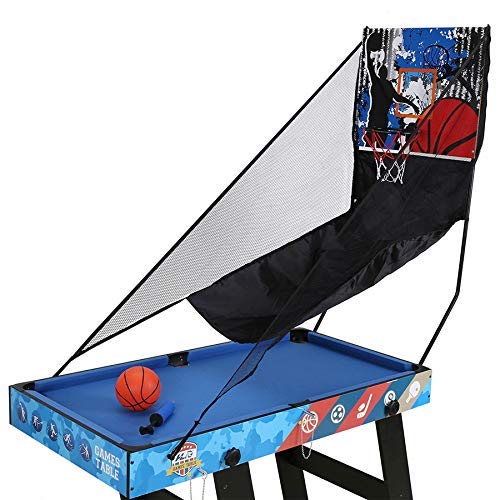5-in-1 Multi Game Table Set - Foldable Foosball, Pool, Air Hockey, Ping Pong & Basketball Combo for Indoor Family Fun & Game Room Entertainment