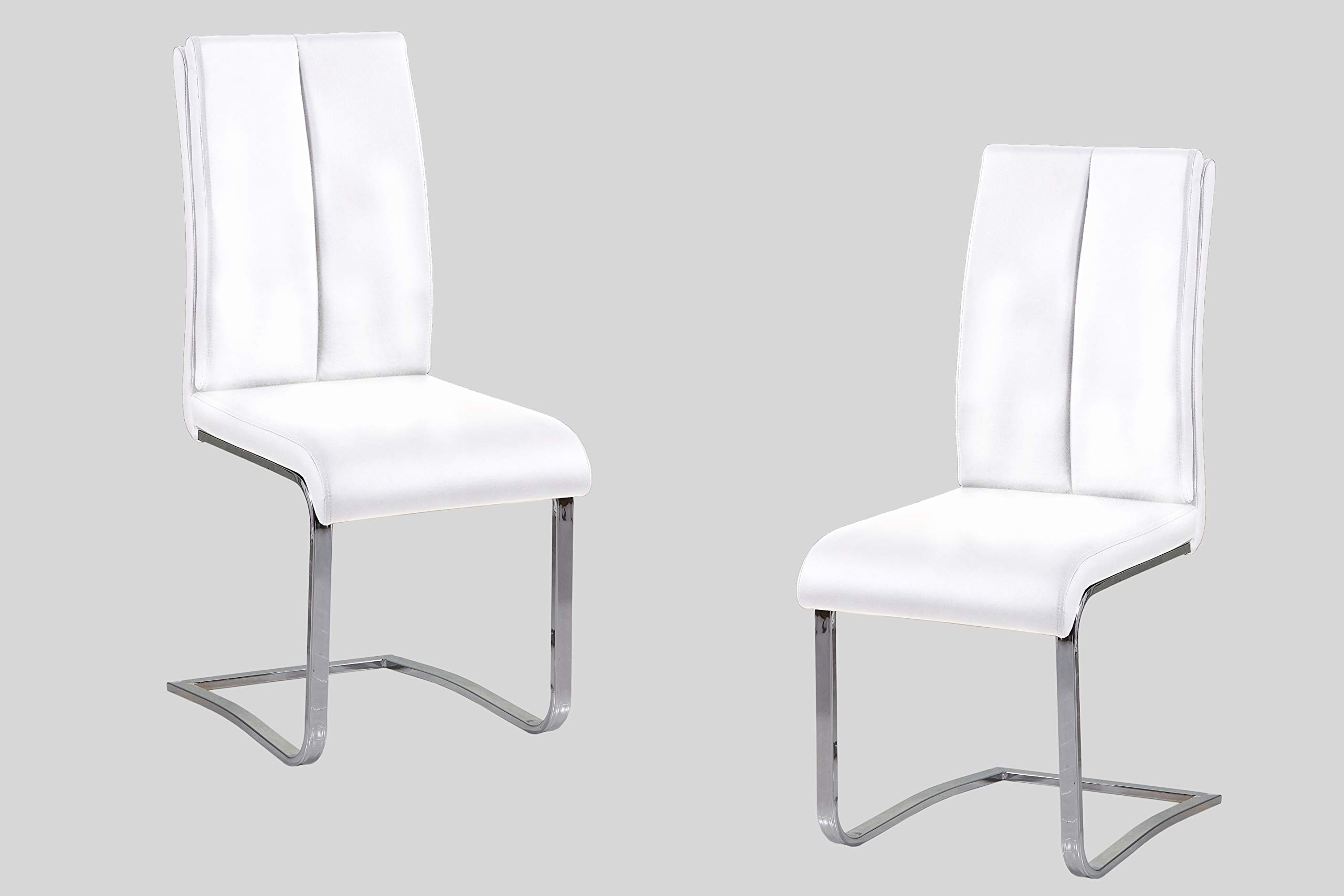 Best Bailey Modern Leather Side Chairs Set of 2 - White - Comfortable Dining Room & Office Accent Chairs for Home Decor
