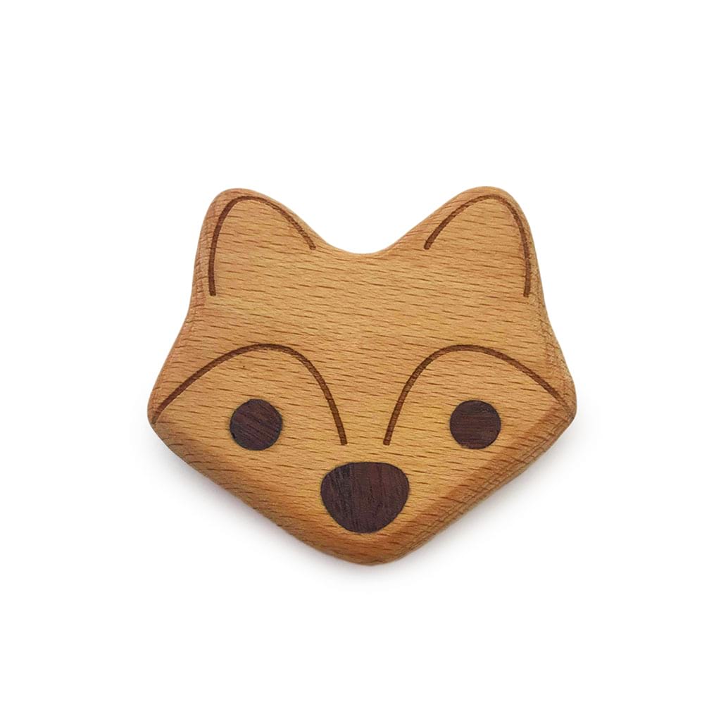 Lil' Fox Natural Wooden Baby Rattle Toy - Safe & Eco-Friendly Teether for Newborns & Infants - Perfect for Early Learning, Sensory Play & Nursery Decor