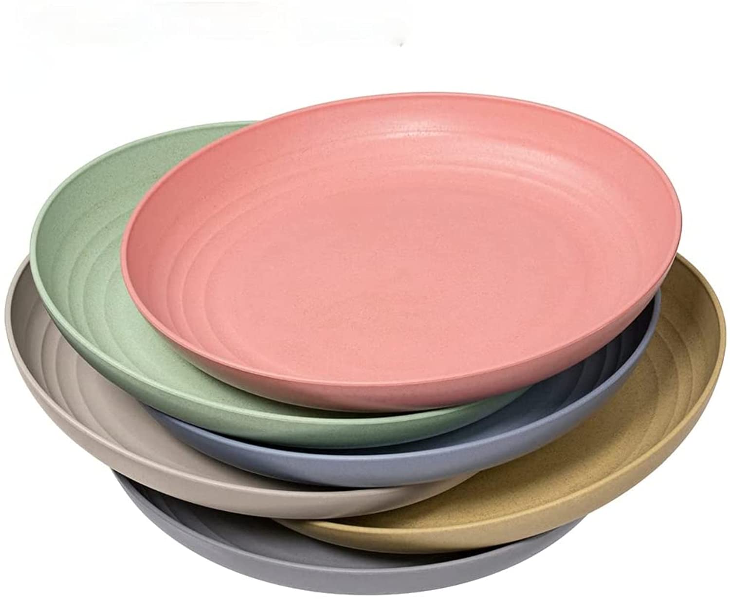 6-Pack Eco-Friendly Wheat Straw Dinner Plates - 9 Inch Unbreakable Plates, Microwave & Dishwasher Safe, Lightweight & Durable - Perfect for Picnics, Camping, Parties and Everyday Use