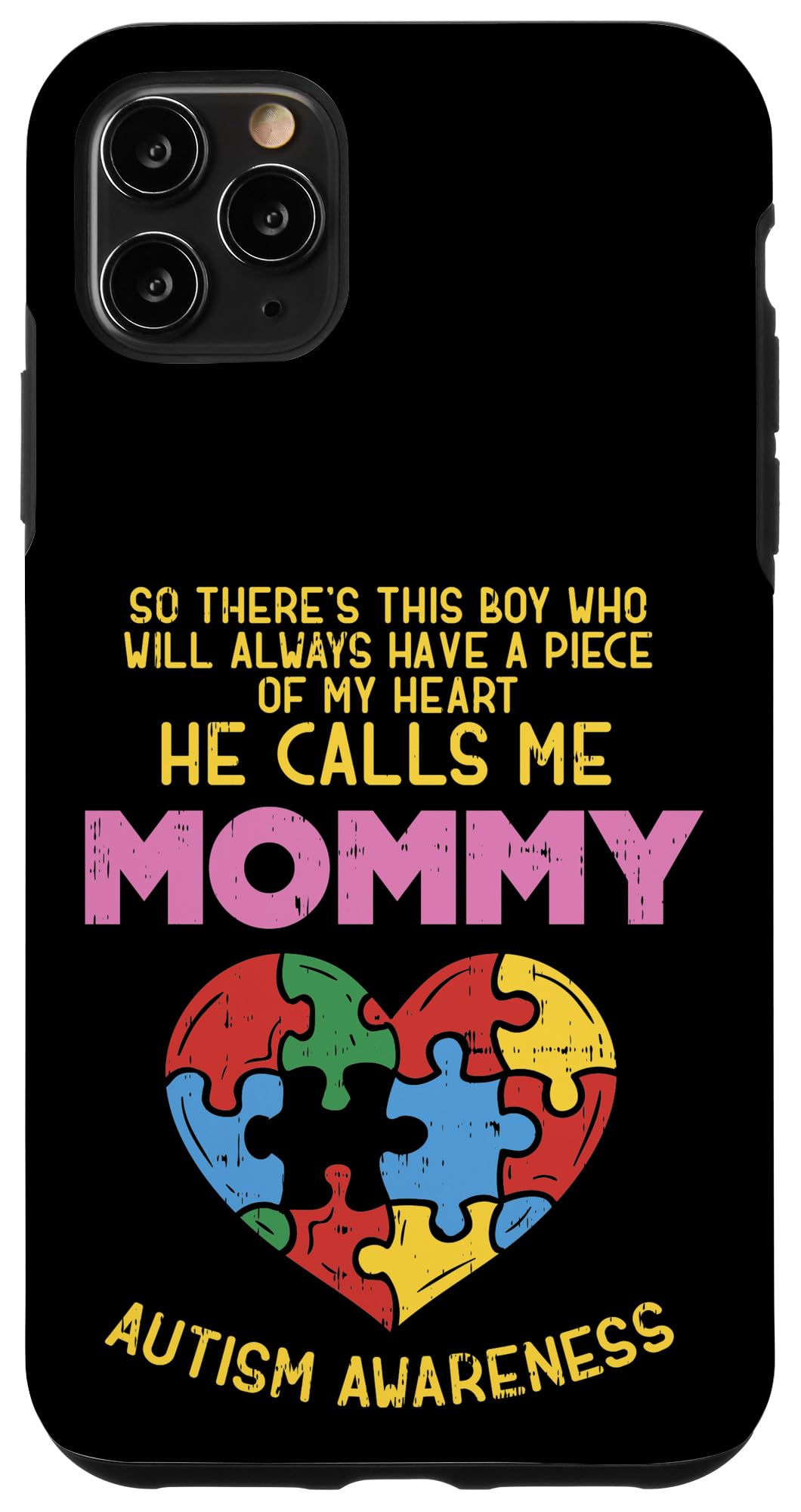 iPhone 11 Pro Max Case - Autism Awareness Heart Design for Women - Perfect Gift for Mom & Special Needs Support