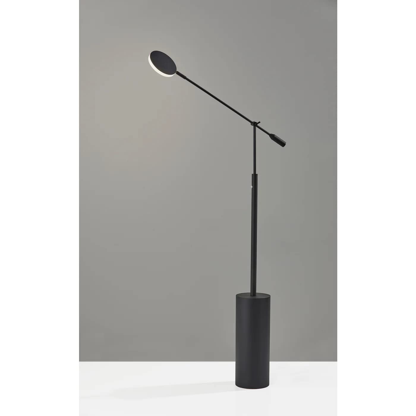 Adesso Home 2151-01 Modern LED Floor Lamp - Black Contemporary Lighting for Living Room, Bedroom & Office - Grover Collection 6-Inch Base - Energy Efficient Ambient Lighting