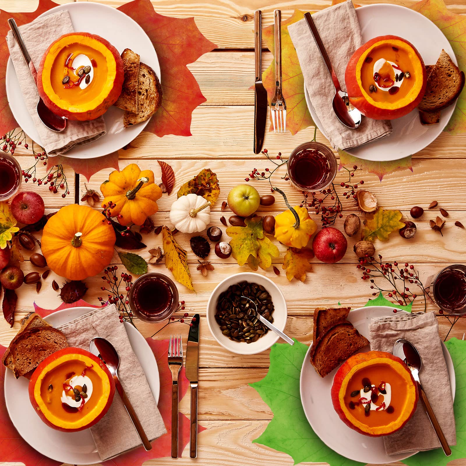 48 Pcs Thanksgiving Fall Leaf Placemats - Disposable Maple Leaf Paper Table Mats 14