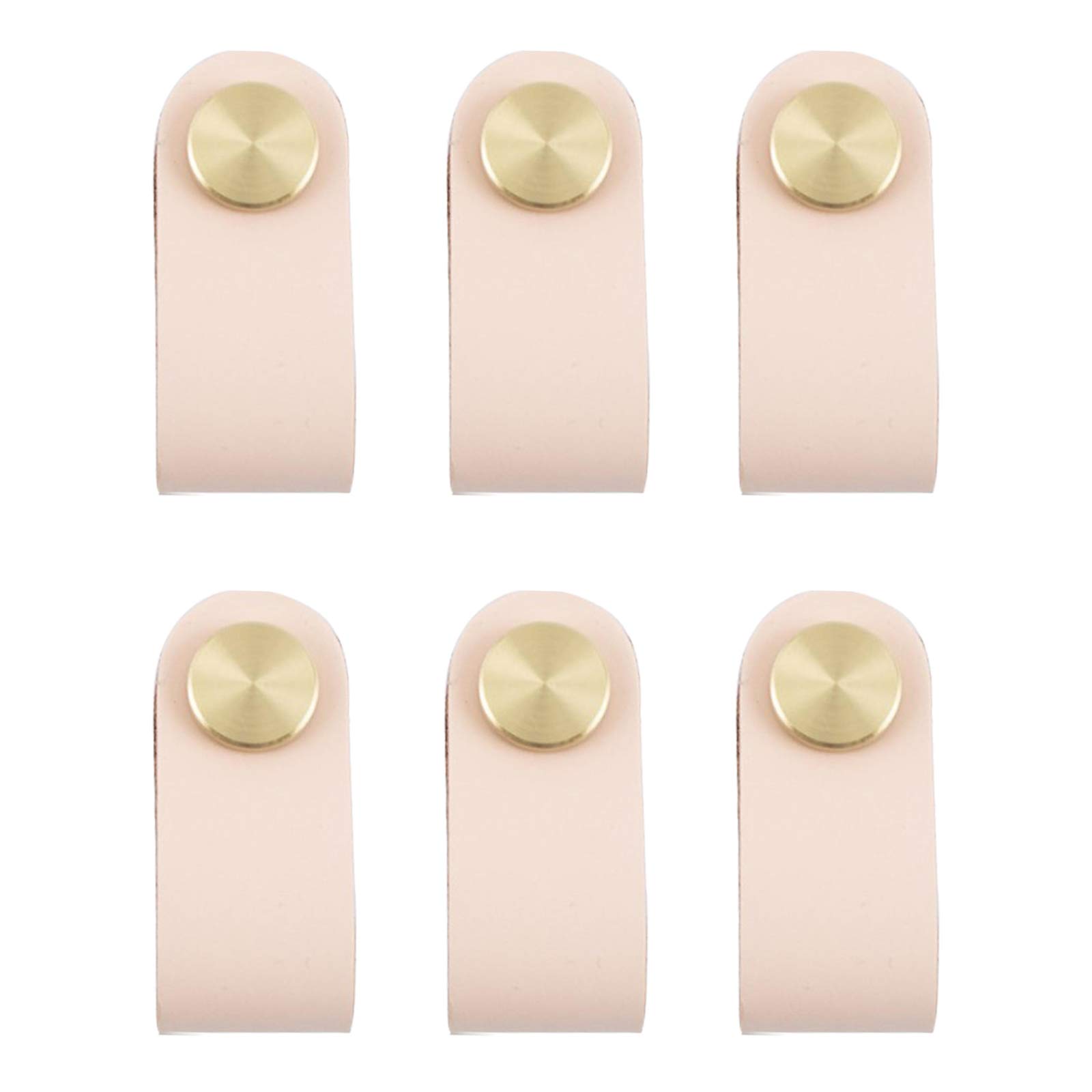 VIDELLY 6-Piece Handmade Leather Cabinet Drawer Handles - Modern Light Pink Leather Door Knobs with B Screw, Decorative Hardware for Kitchen, Bathroom & Furniture (Perfect for Cupboards, Dressers & Cabinets)