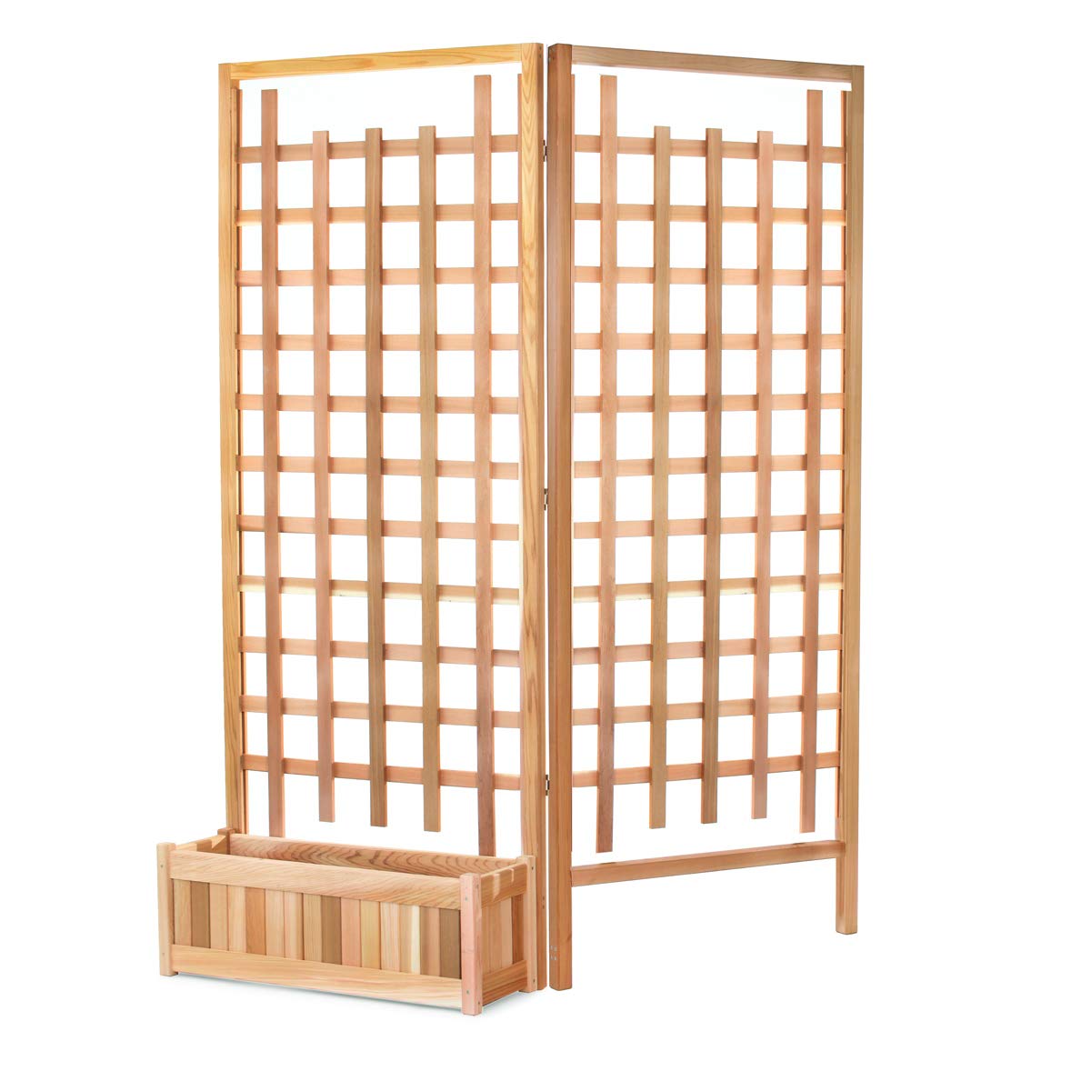 All Things Cedar PL30-Set 3-Piece Planter Set with Trellis Screen | Handmade Western Red Cedar Planter Boxes & 2 Trellis Screens | Natural Untreated Cedar for Indoor & Outdoor Gardening | Perfect for Patio, Balcony & Garden Decor