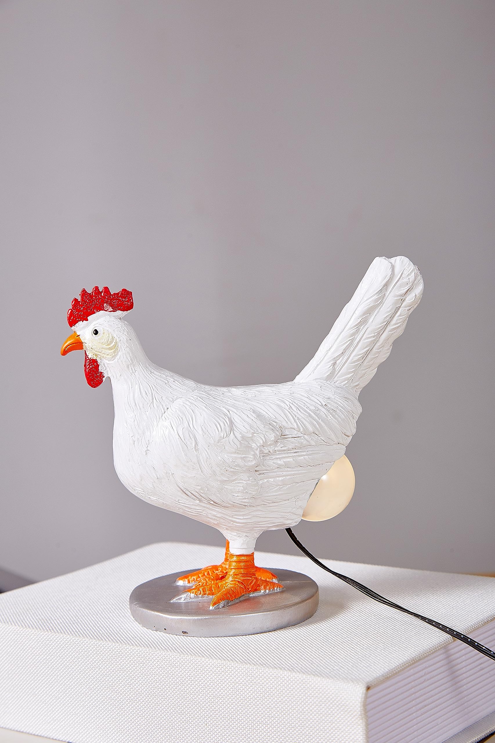 3D Chicken Egg Table Lamp - Lifelike LED Egg Night Light with USB, Resin Decorative Lamp for Bedroom, Nursery, or Farmhouse Decor - Perfect Gift for Poultry Lovers