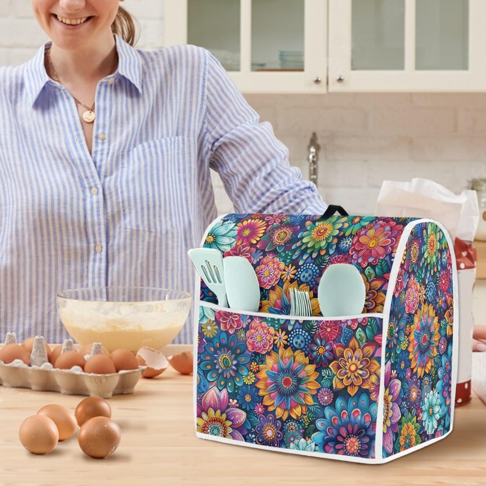 Bright Blossom Small KitchenAid Mixer Cover - Waterproof Dustproof Stand Mixer Protector for Kitchen Decor & Easy Cleaning - Perfect for Baking, Cooking & Countertop Storage