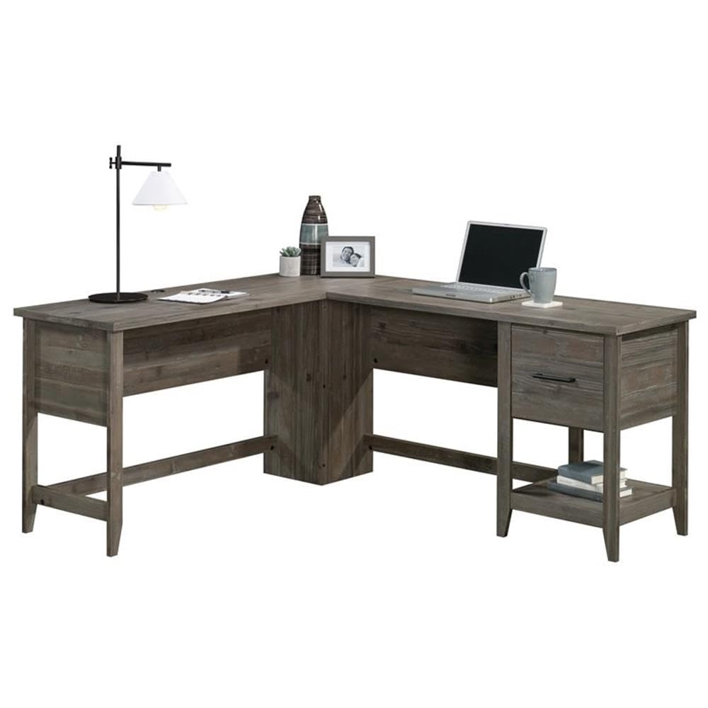 UrbanPro 1 Drawer Modern Engineered Wood L-Shaped Desk in Pebble Pine - Home Office Workstation for Small Spaces & Gaming Setup