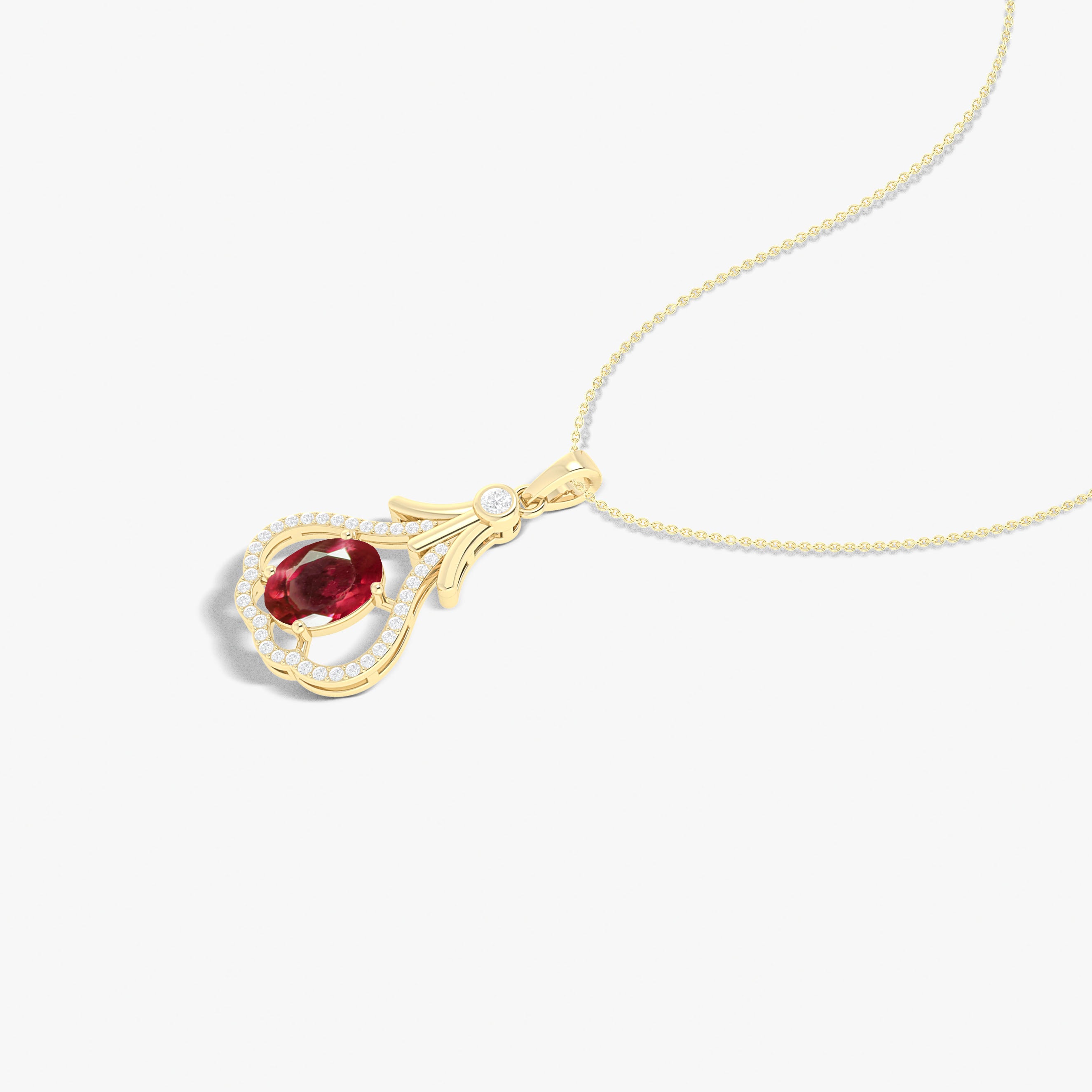 Exquisite Silver Tear Drop Pendant Necklace with Natural Ruby - Elegant Jewelry for Women, Perfect for Parties, Weddings & Special Occasions