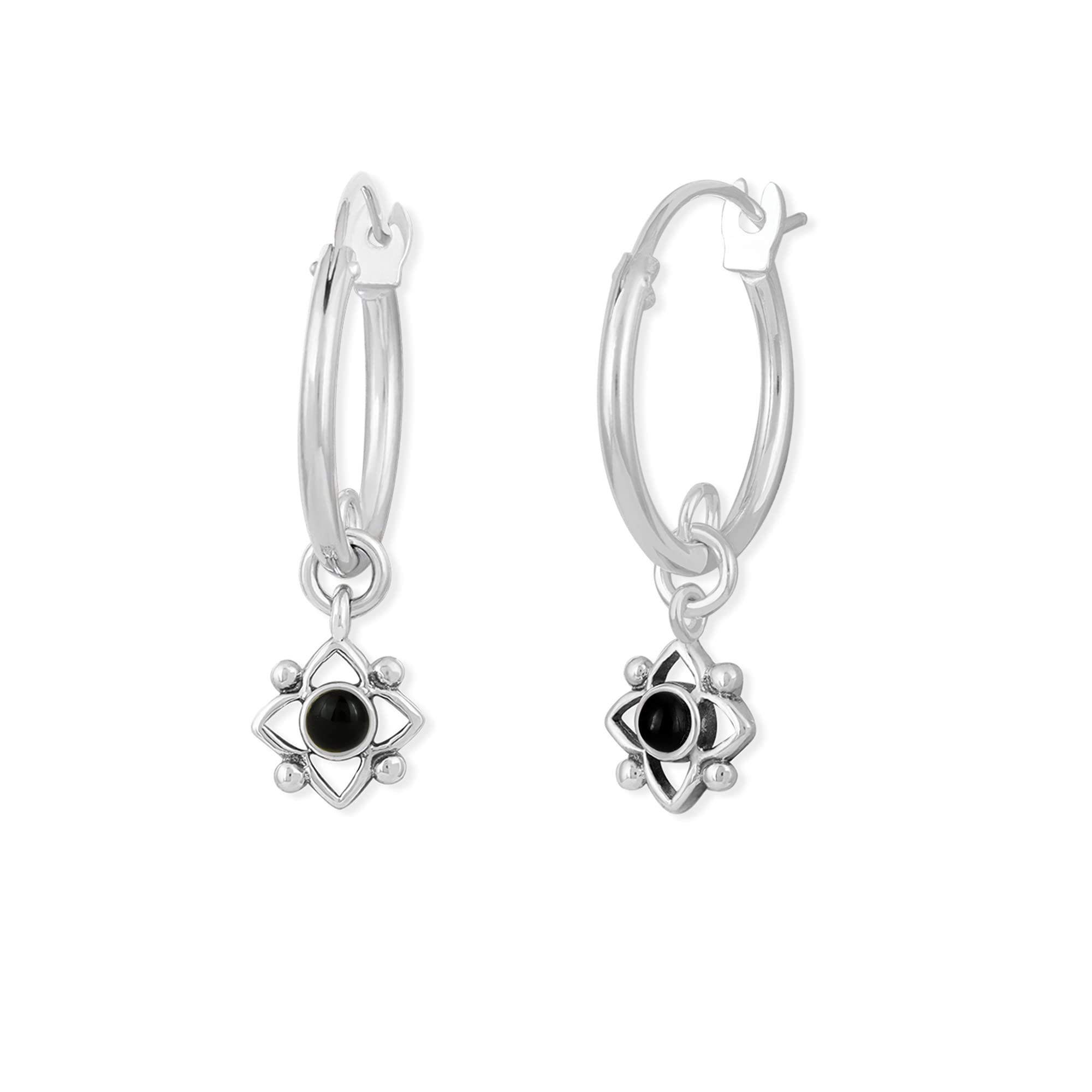 Sterling Silver Flower Dot Snap Closure Tube Hoop Earrings for Women - Elegant Dangle Ear Jewelry for Parties, Weddings & Everyday Wear
