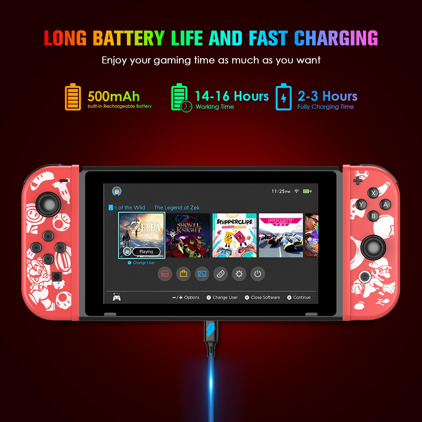 Original Nintendo Switch Controller Replacement - Compatible with Switch, Switch Lite & OLED - Dual Vibration, Motion Control, Wake-up & Screenshot Function - Perfect for Gaming, Travel & Family Entertainment