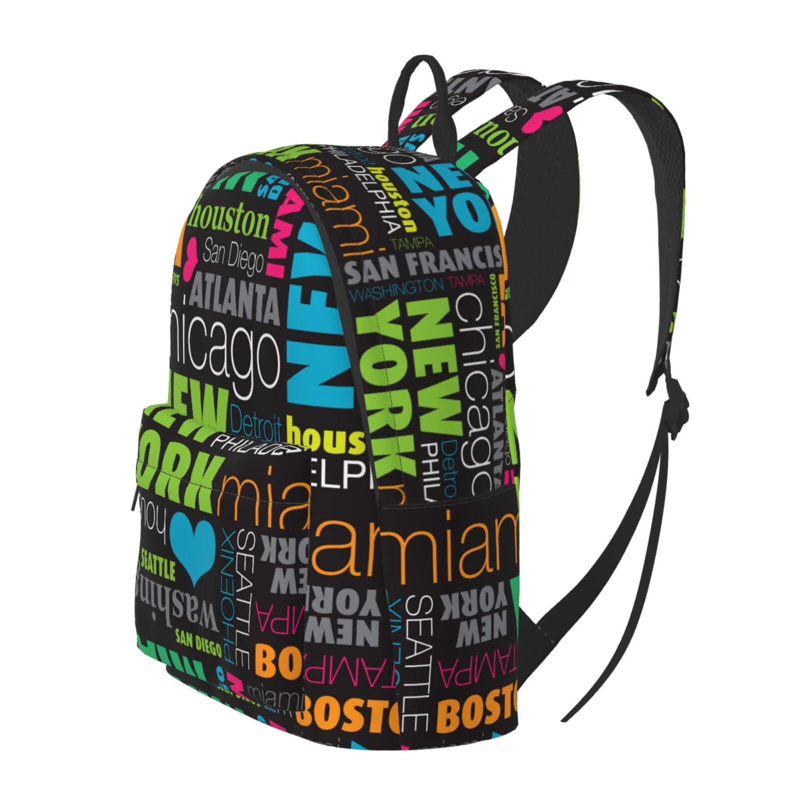 Delerain 16 Inch Laptop Backpack for School & Travel - Stylish USA City Print Bookbag, Durable Shoulder Bag for College, Work & Daily Commute - Perfect for Students, Professionals & Urban Explorers