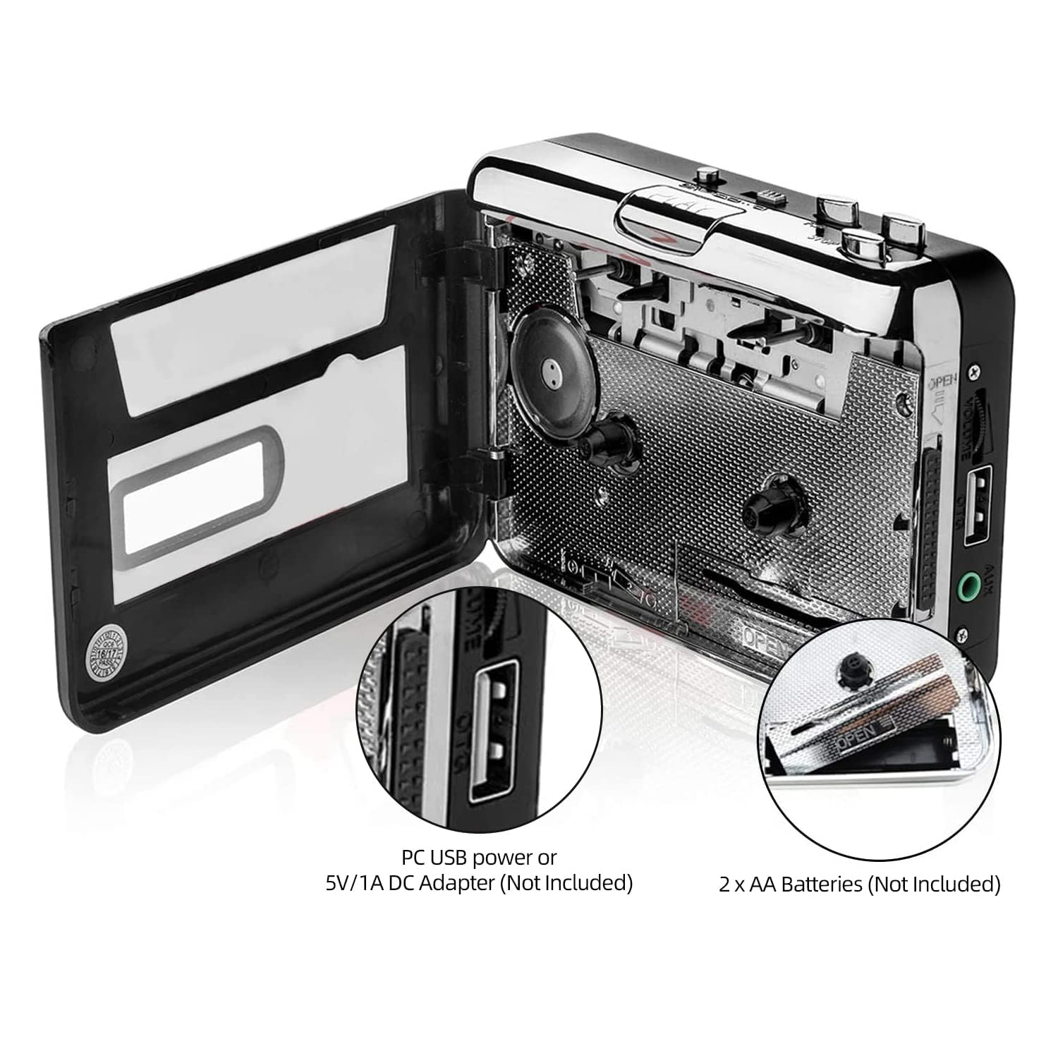 Reshow Portable Cassette Player - USB Cassette to MP3 Converter, Audio Music Tape to Digital Player with Headphone Jack (White) | Perfect for Digitizing Old Music Collections, Road Trips & Vintage Audio Enthusiasts