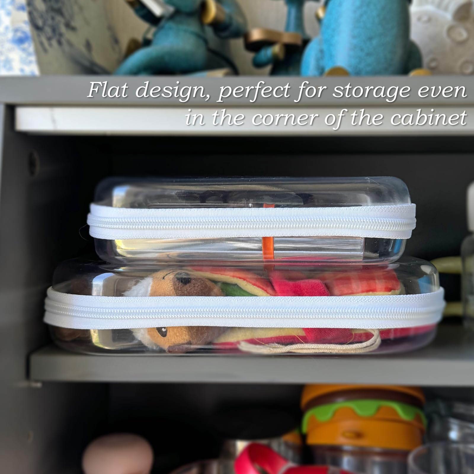 Clear Zipper Storage Case - 2 Pack Hard Plastic Travel Organizer for Snacks, Jewelry, Makeup & Small Accessories | Portable & Durable for Home, Office, Camping & Travel