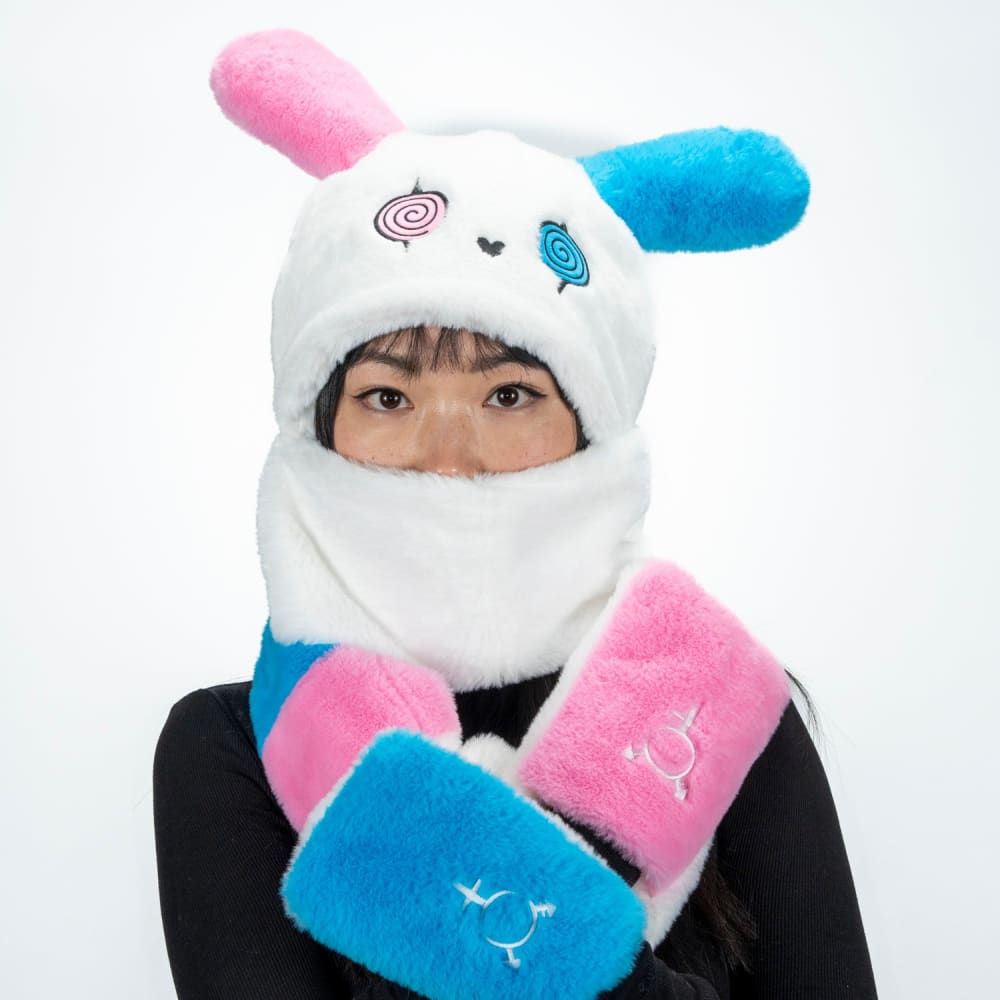 Scoodie Dreadful Gender Dysphoria Rabbit Scarf Hoodie - Cozy Unisex Winter Wear for Anxiety Relief & LGBTQ+ Support