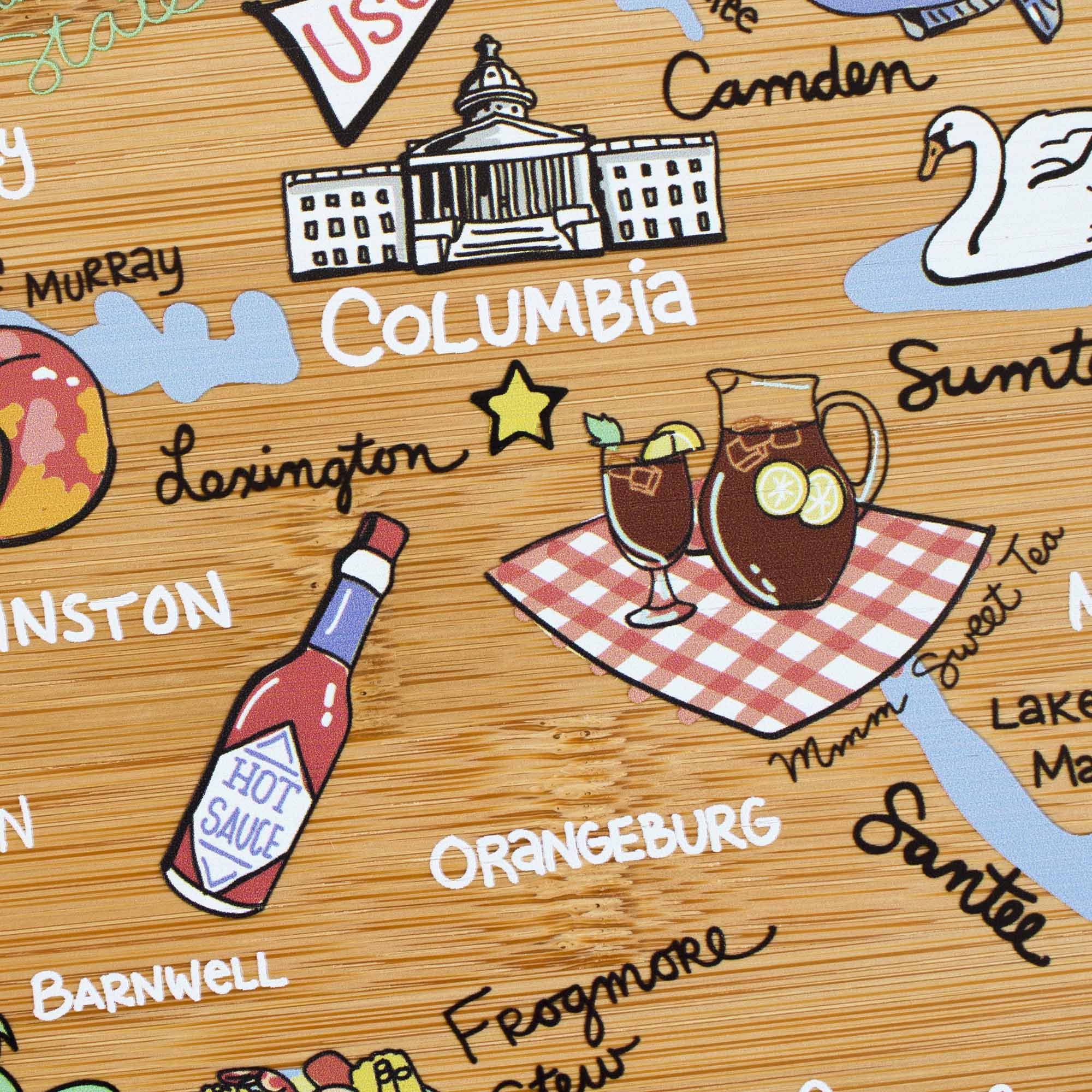 Premium South Carolina Cutting Board with Fish Kiss™ Artwork - Durable Wooden Chopping Board for Kitchen, BBQ, and Serving - Perfect for Home Chefs and Entertaining Guests