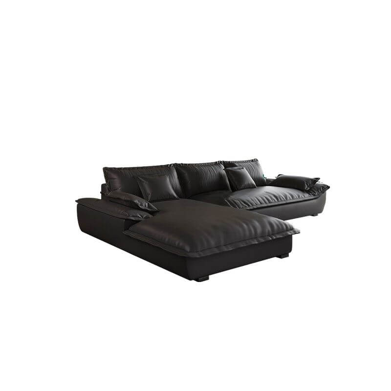 Modern L-Shaped Sectional Sofa with Chaise Lounge in Black - Sturdy Concealed Support - Perfect for Living Room, Home Theater, and Small Spaces