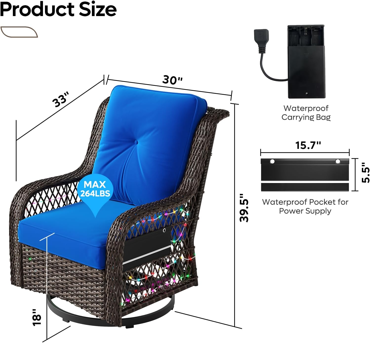 Bestier 360-Degree Swivel Gliding Wicker Patio Chair with Side Table - Outdoor Lounge Furniture Set for Garden, Poolside, and Backyard Relaxation
