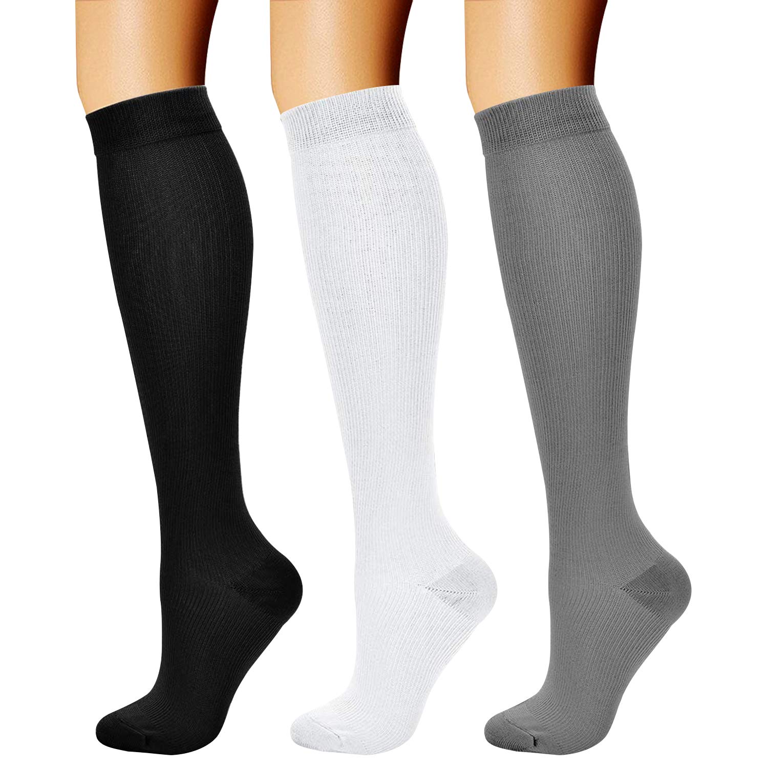 CHARMKING 15-20 mmHg Compression Socks for Women & Men - Best Support for Running, Cycling & Athletic Performance (3 Pairs) - Improve Blood Circulation & Reduce Swelling - Perfect for Travel, Workouts & Recovery