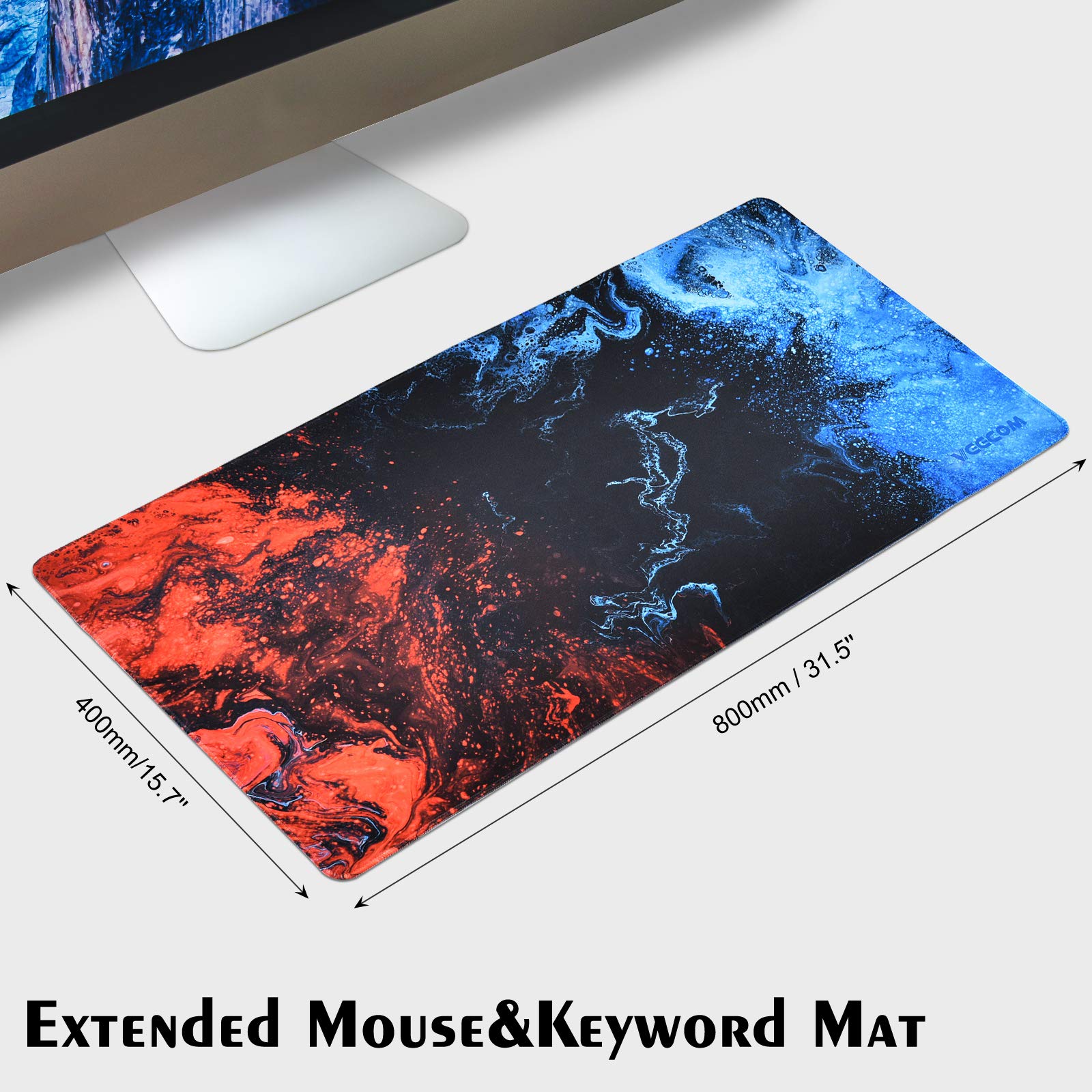 Veecom Large Gaming Mouse Pad 800x400x3mm - Non-Slip Extended Mouse Mat for PC, Laptop & Keyboard - Blue XL Desk Mousepad for Gamers, Office & Home Use