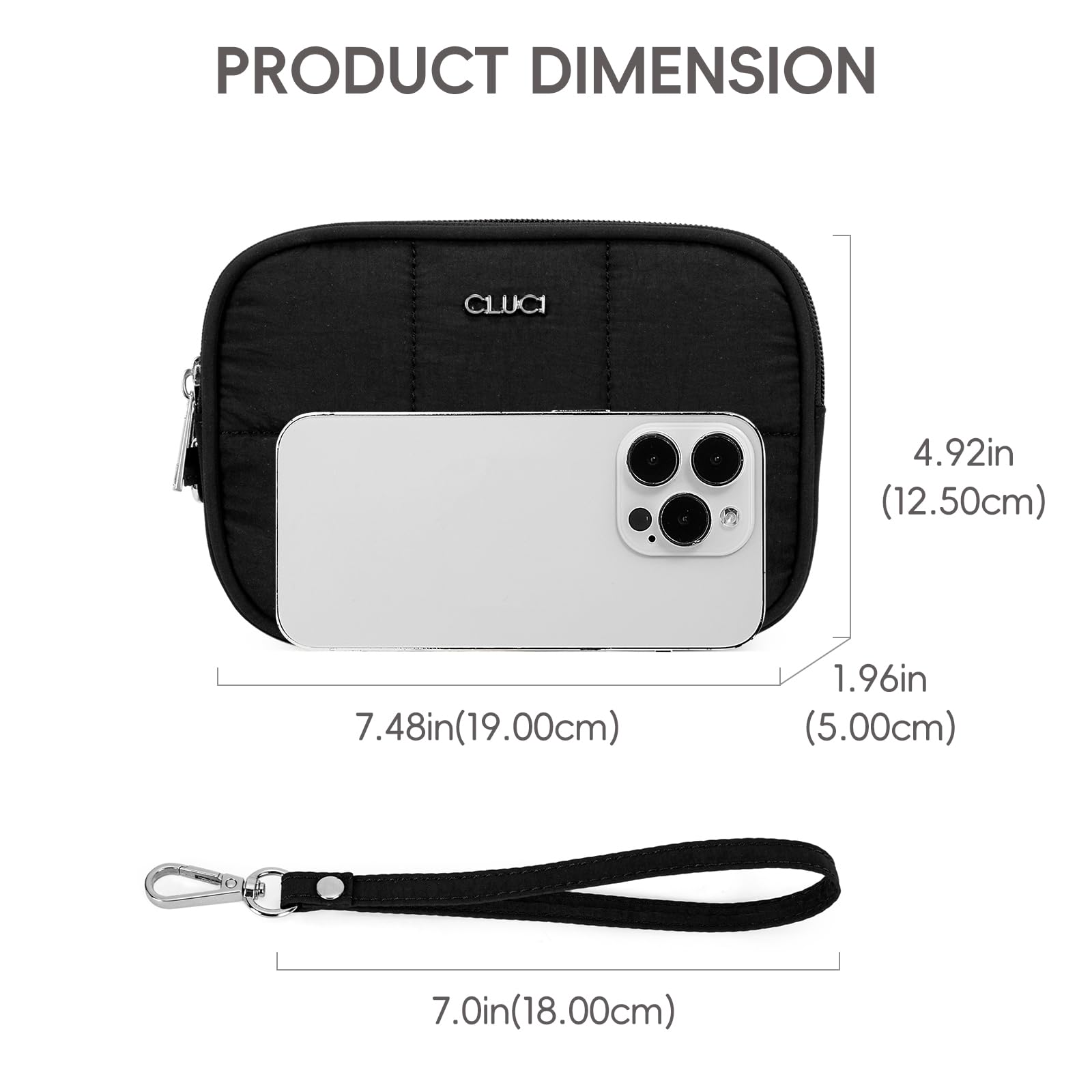 CLUCI Women's Large Capacity Puffer Wristlet Wallet - 3 Zipper Nylon Quilted Clutch Purse for Everyday Use, Travel & Shopping