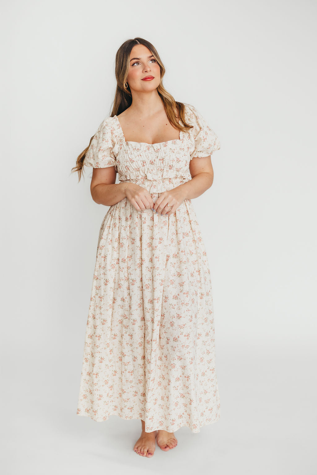 Finley 100% Cotton Peplum Midi Dress - Petal Pink | Bump & Nursing Friendly Maternity Dress | Perfect for Baby Showers, Nursing & Everyday Wear