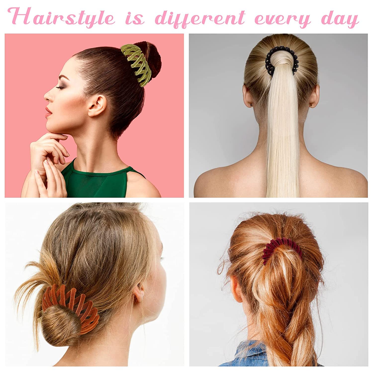 ASG 2 Pack Velvet Hair Clips for Women - Ponytail Holders & Bun Makers - Expandable Hair Claws for Updos, Buns & Braids - Perfect for Work, Weddings & Everyday Styling