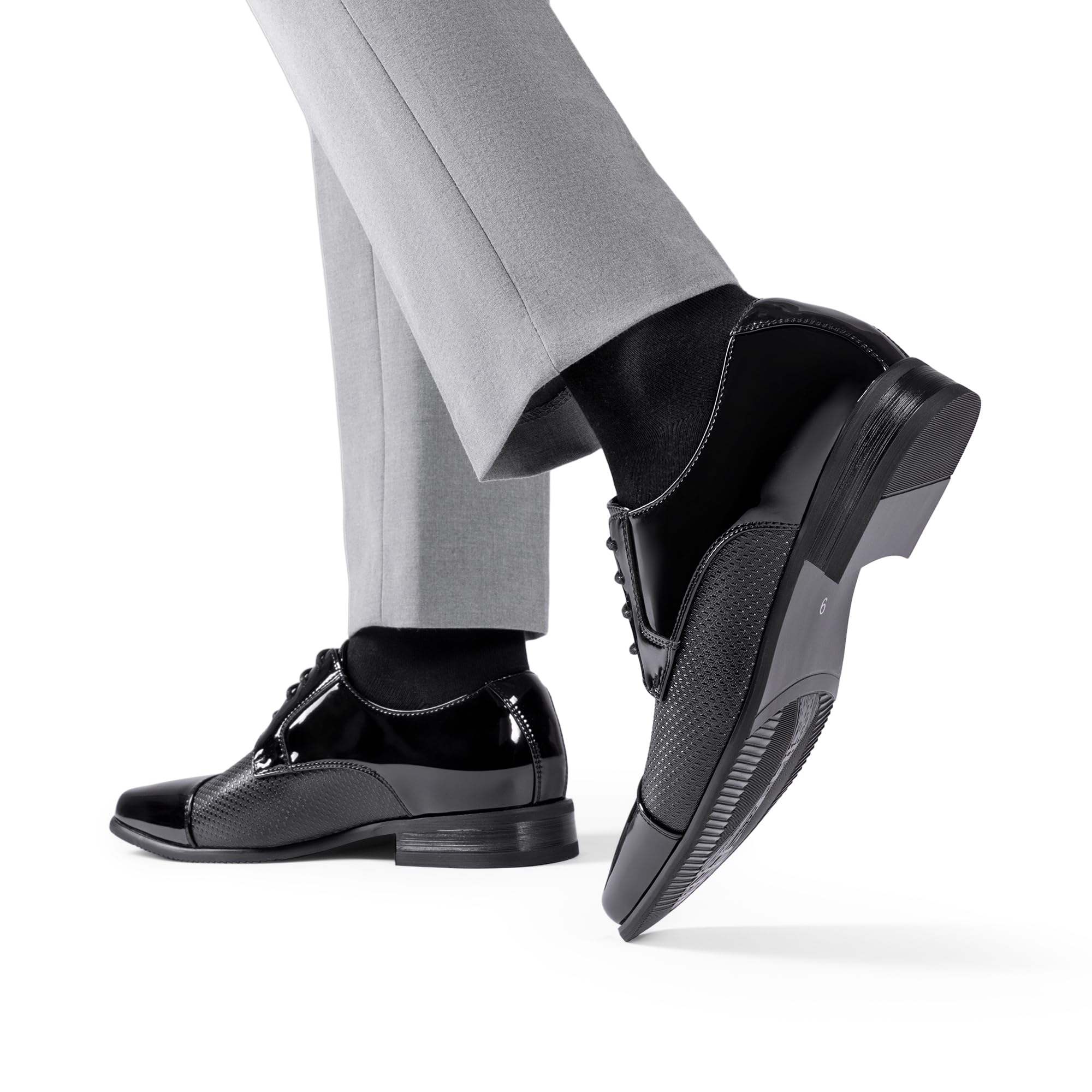 Bruno Marc Men's Patent Leather Tuxedo Dress Shoes - Classic Lace-up Formal Oxfords for Weddings, Prom & Business Events - Shiny Black Evening Shoes for Groom, Party & Special Occasions