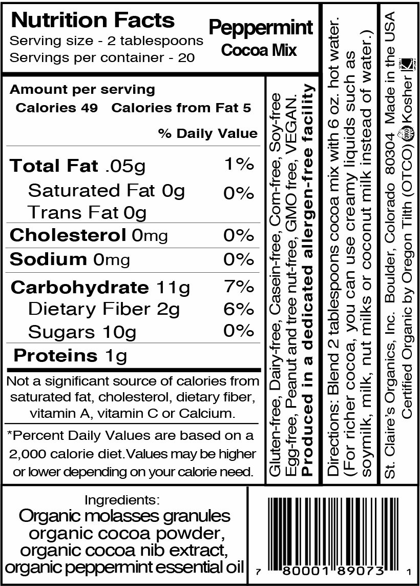 Organic Gourmet Hot Cocoa Mix - Peppermint Flavor (12oz Bag, 20 Servings) | Allergen-Free, Vegan, Non-GMO, Gluten-Free | Made in USA | Perfect for Holiday Gifts, Cozy Winter Nights & Hot Chocolate Lovers